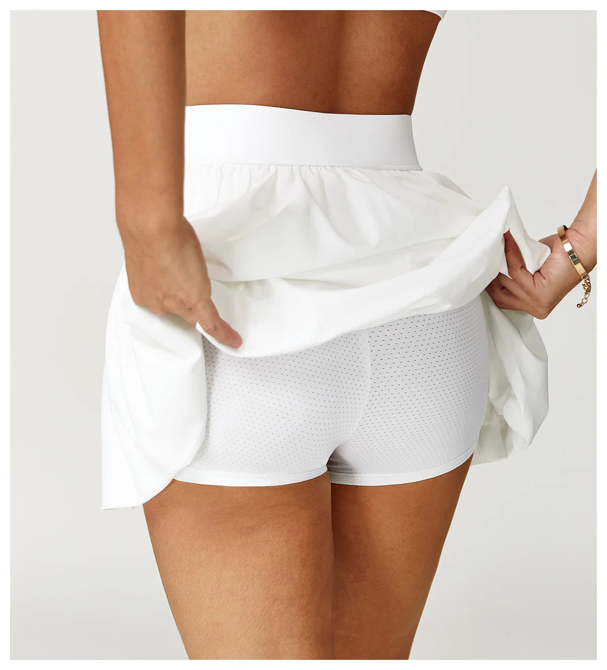 Quick Drying Tennis Short Skirt Women's Yoga Short Skirt Anti Glare Breathable Pocket Puffy Skirt Running Sports Short Skirt