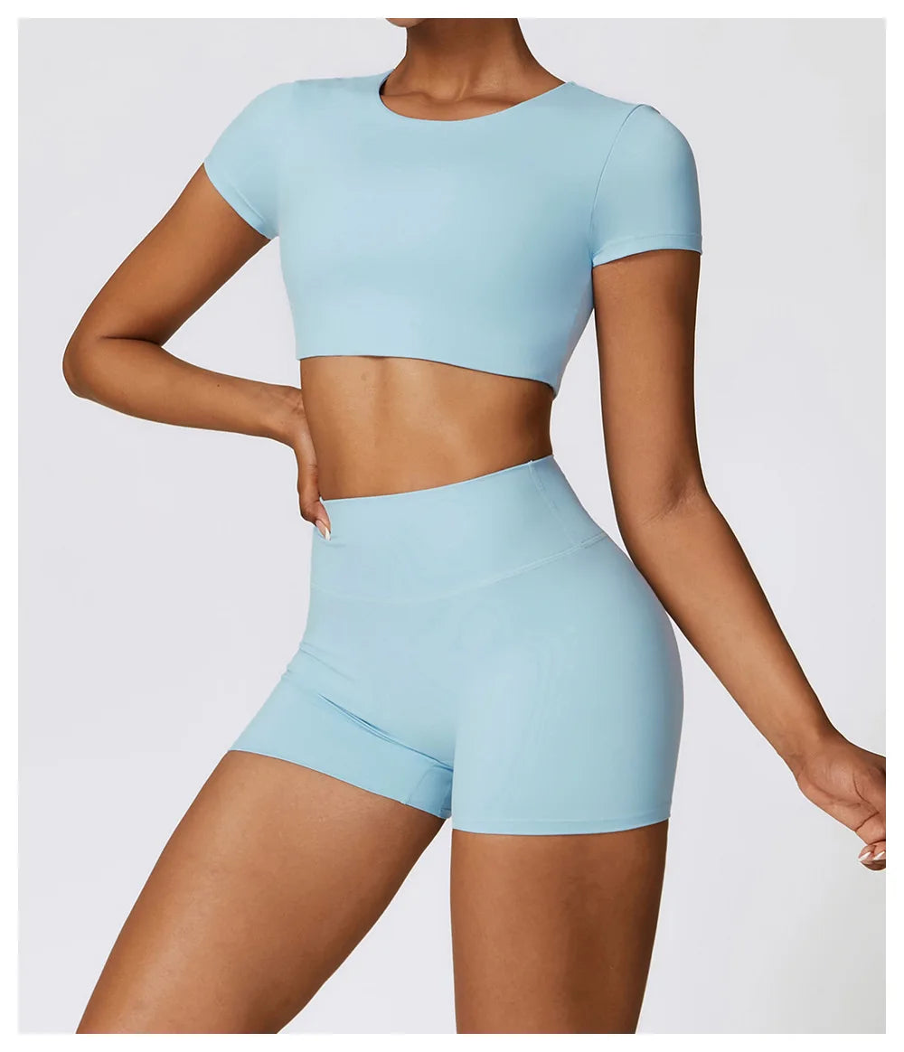 Yoga Top Women Sport T Shirts Push Up Fitness Clothes Short Sleeve Yoga Shirt Gym Top Running Active Wear Sport Top Femme Tights