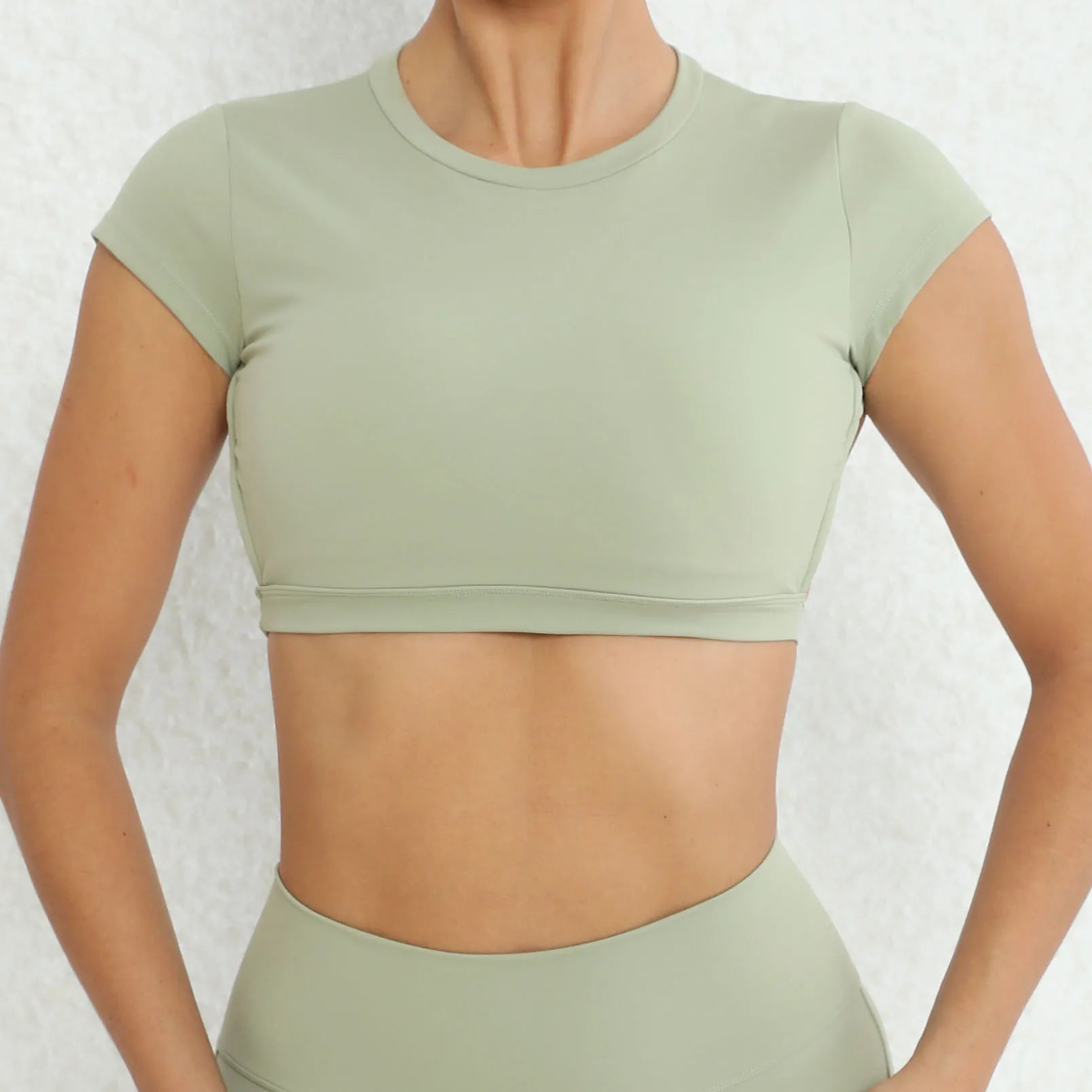 Hollow Beauty Back Crop Top Short Sleeve Yoga Shirt Women Fitness Workout Tops Gym Clothes Push Up Sportswear Running T-shirts
