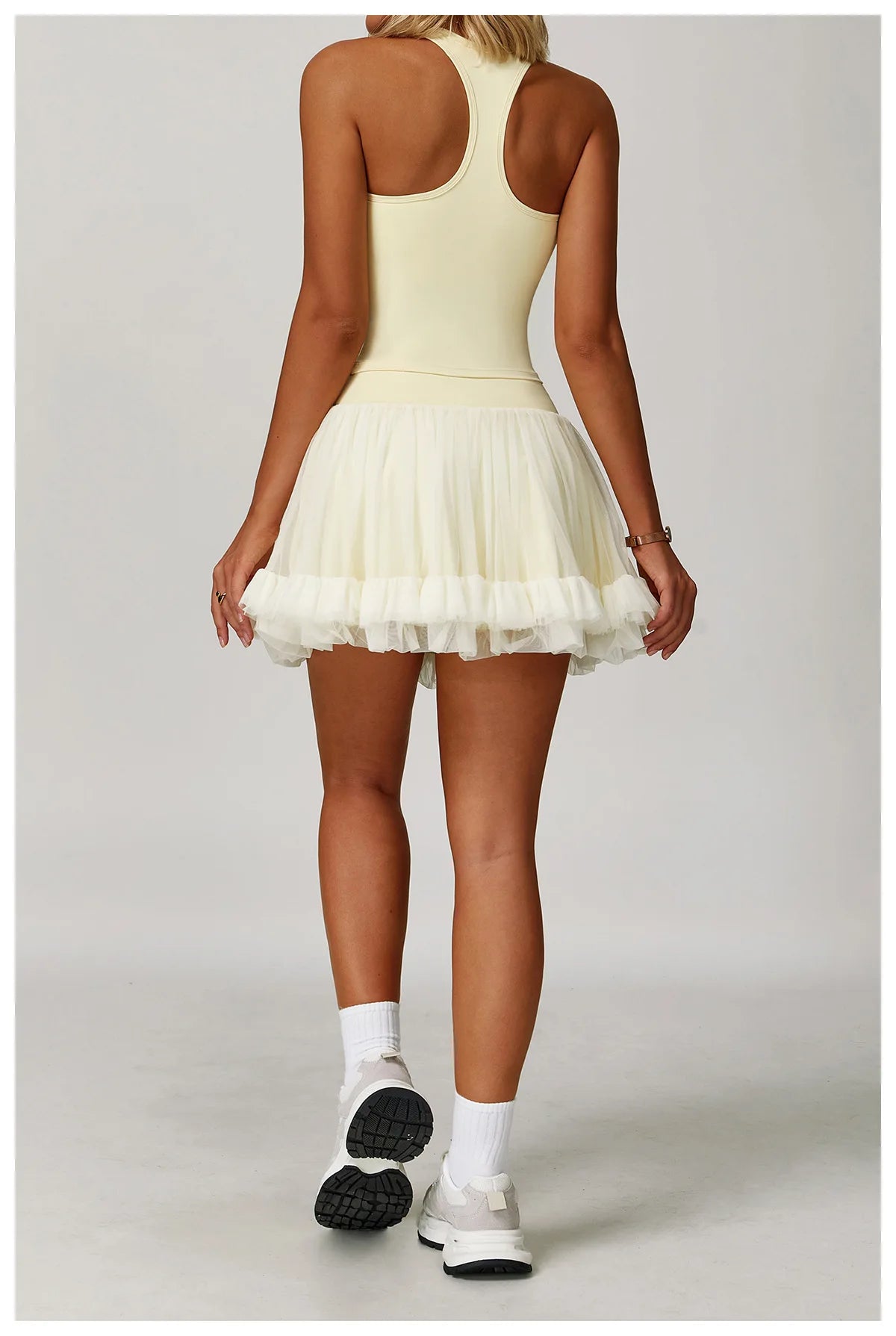 Summer Women's Yoga Short Skirt Anti Glare Short Skirt High Waist Tennis Skirt Casual A-line Half Skirt Mesh Sports Short Skirt