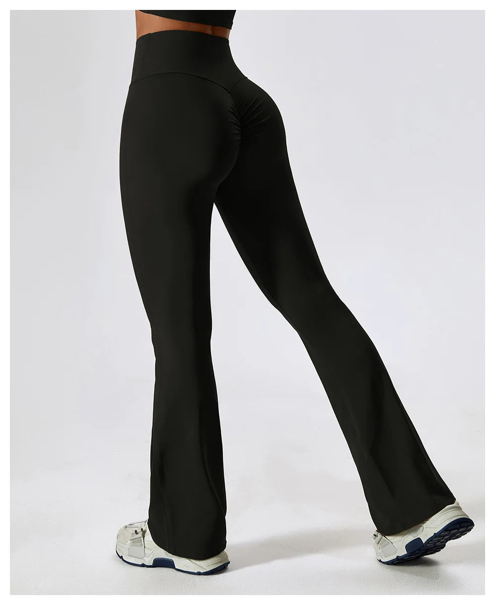 Yoga Bell-bottoms Tight Scrunch Butt Lifting Dance High Waist Tights Women Sport Pants Gym Running Breathable Fitness Leggings
