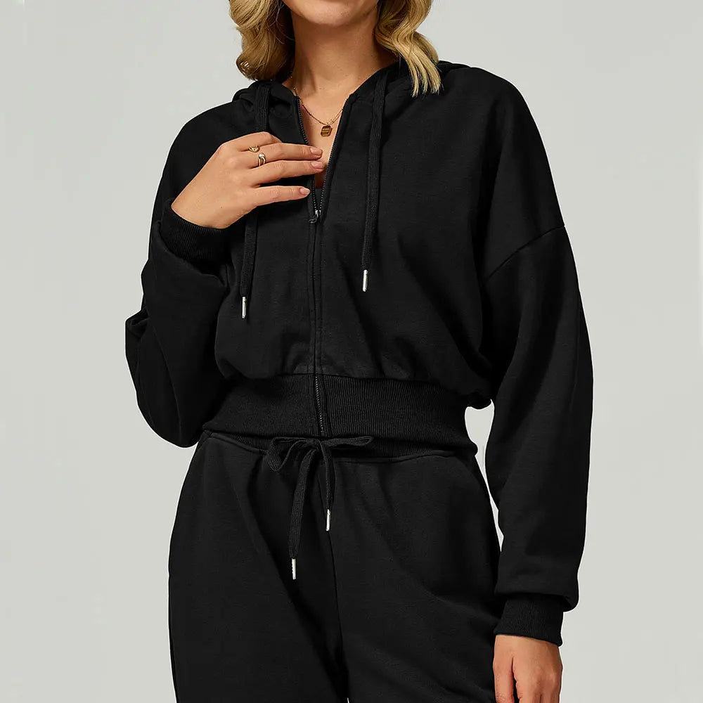 Winter Zipper Sports Hoodie for Women Hooded Long Sleeved Casual Loose and Versatile Hoodie Women Running and Fitness Sportswear