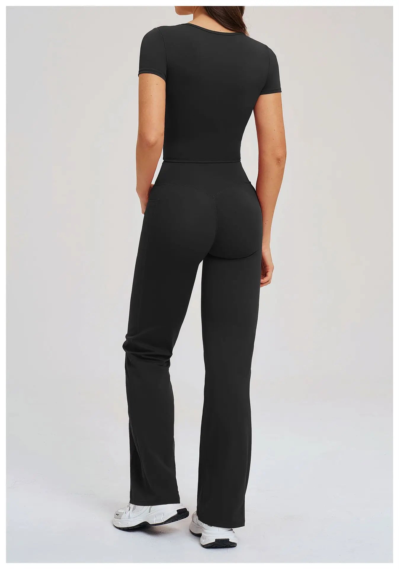 Yoga Set 2 Pieces Gym Clothes Sportswear Yoga Outfits For Women Fitness Short Sleeve Crop Top Tracksuits Sports Set Gym Leggings