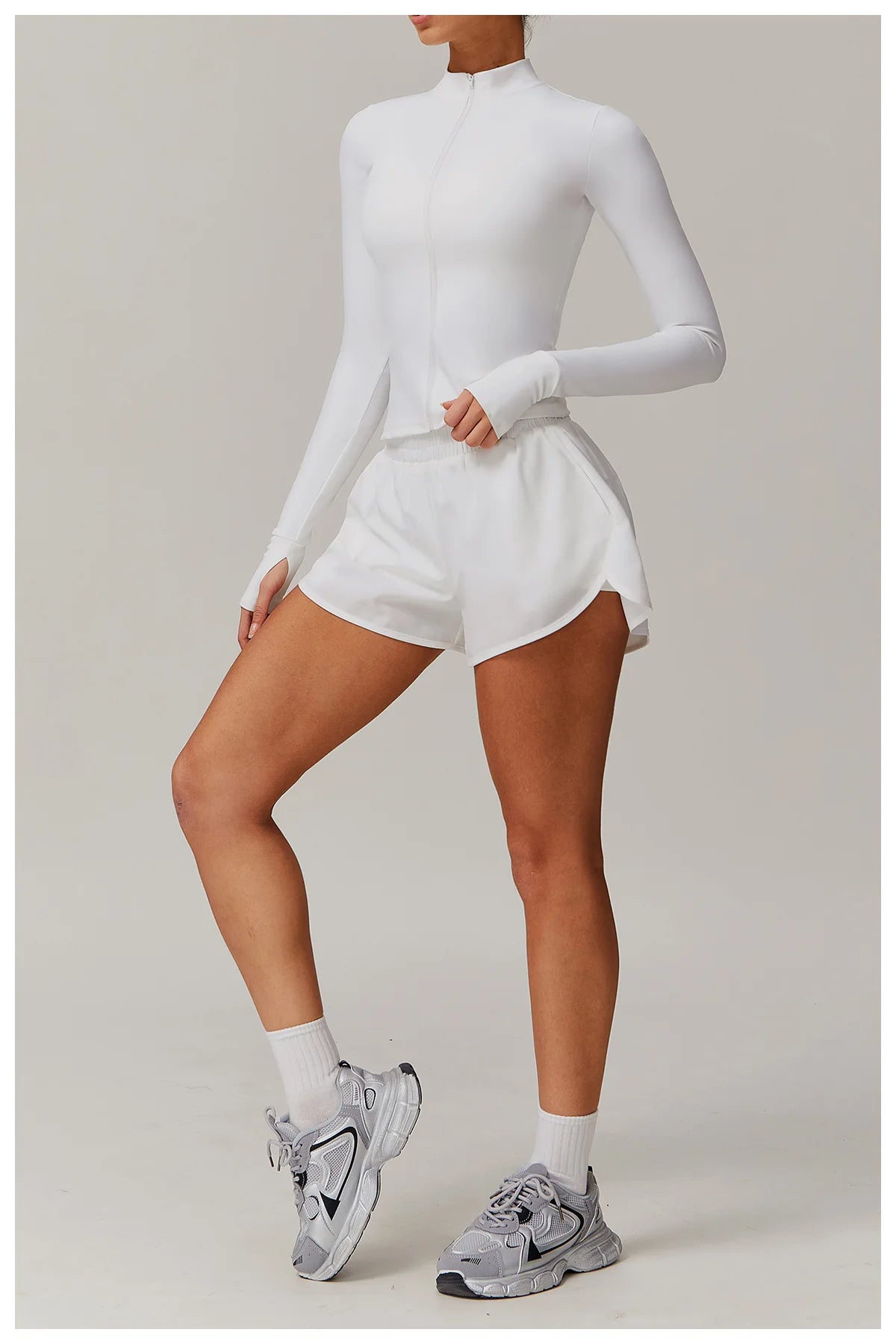 Women Zipper Jacket Yoga T-shirts Solid Sports Top Long Sleeve Crop Tops Running Shirts Sexy Quick Dry Fitness Gym Sport Wear
