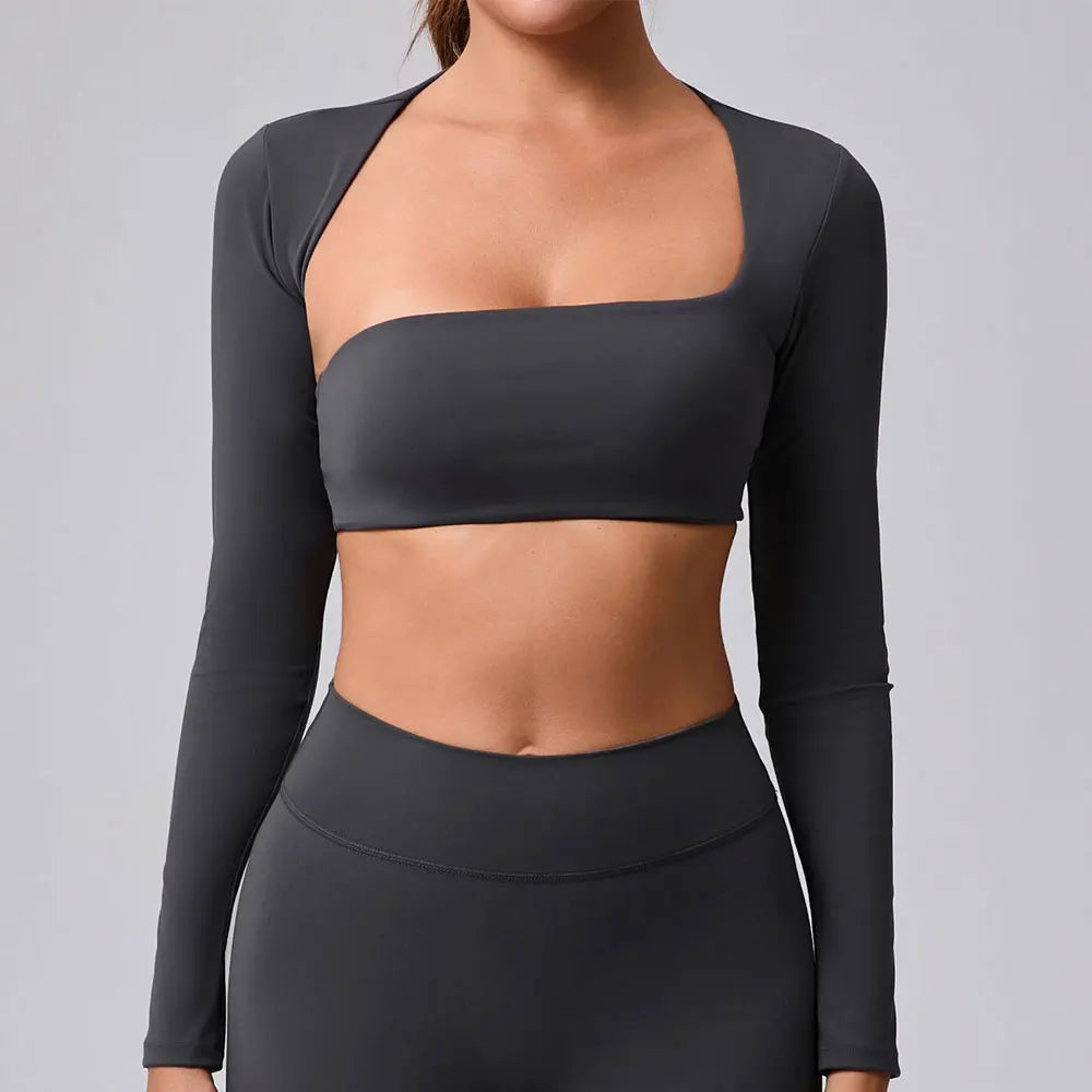 Women Yoga Shirts Crop Top Sexy Long Sleeves Shirts for Women Yoga Sports Running Fitness Gym Clothes Push Up Workout Tops