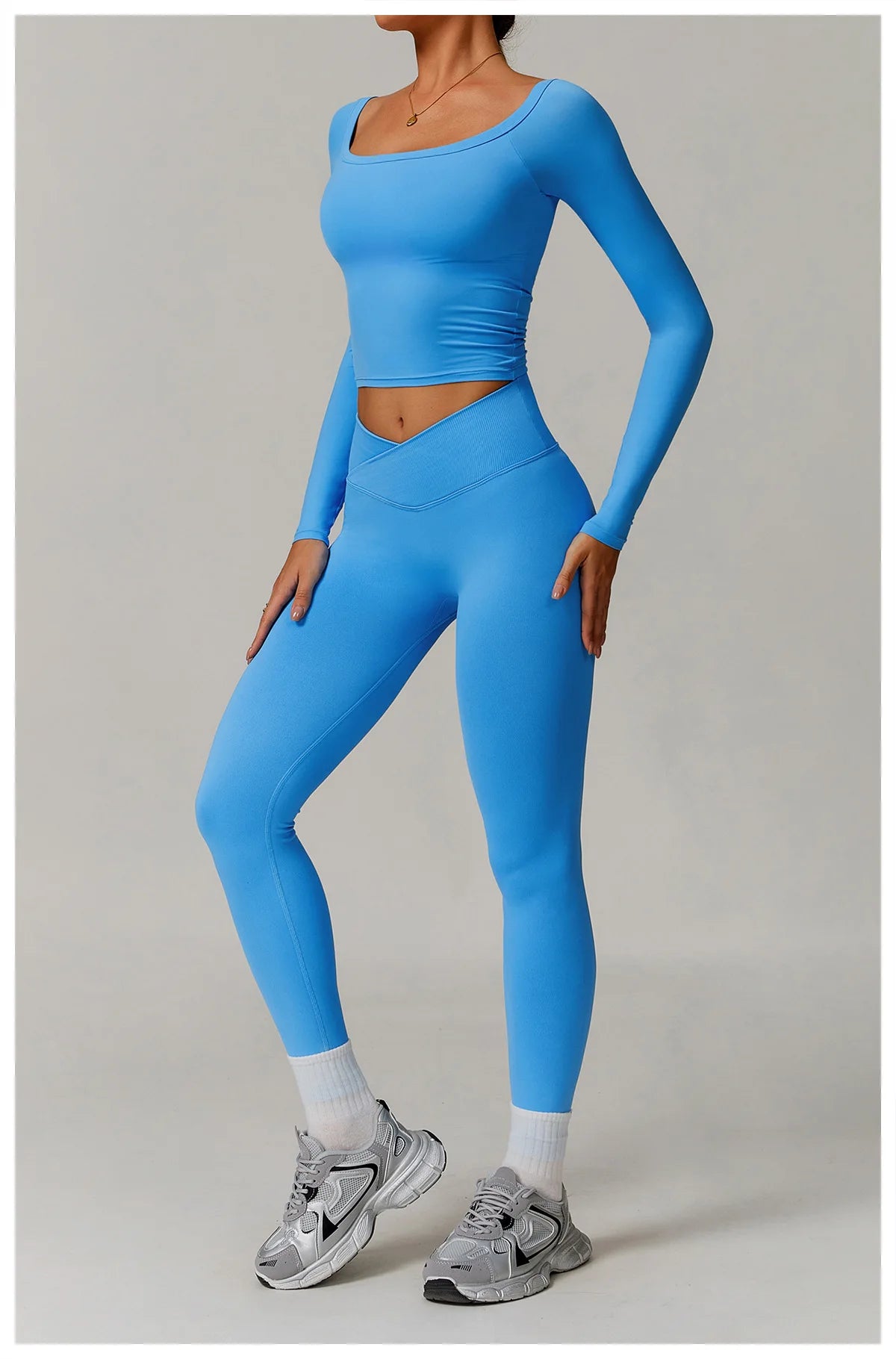 2 Pieces Yoga Suit Sports Set Women Athletic Wear Gym Set Women Tracksuit Running Workout Long Sleeve Sports Shirt Yoga Clothing