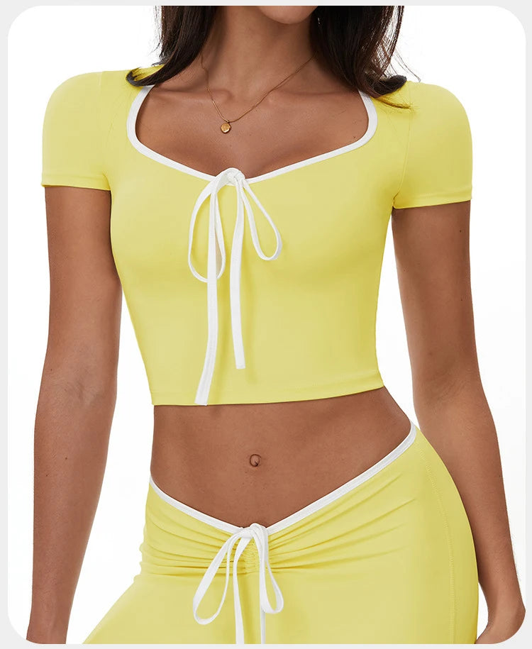 Sports T-shirt Women's Tight Fitting Quick Drying Short Sleeved Yoga T-shirt Pilates Running Exercise Fitness Short Sleeved