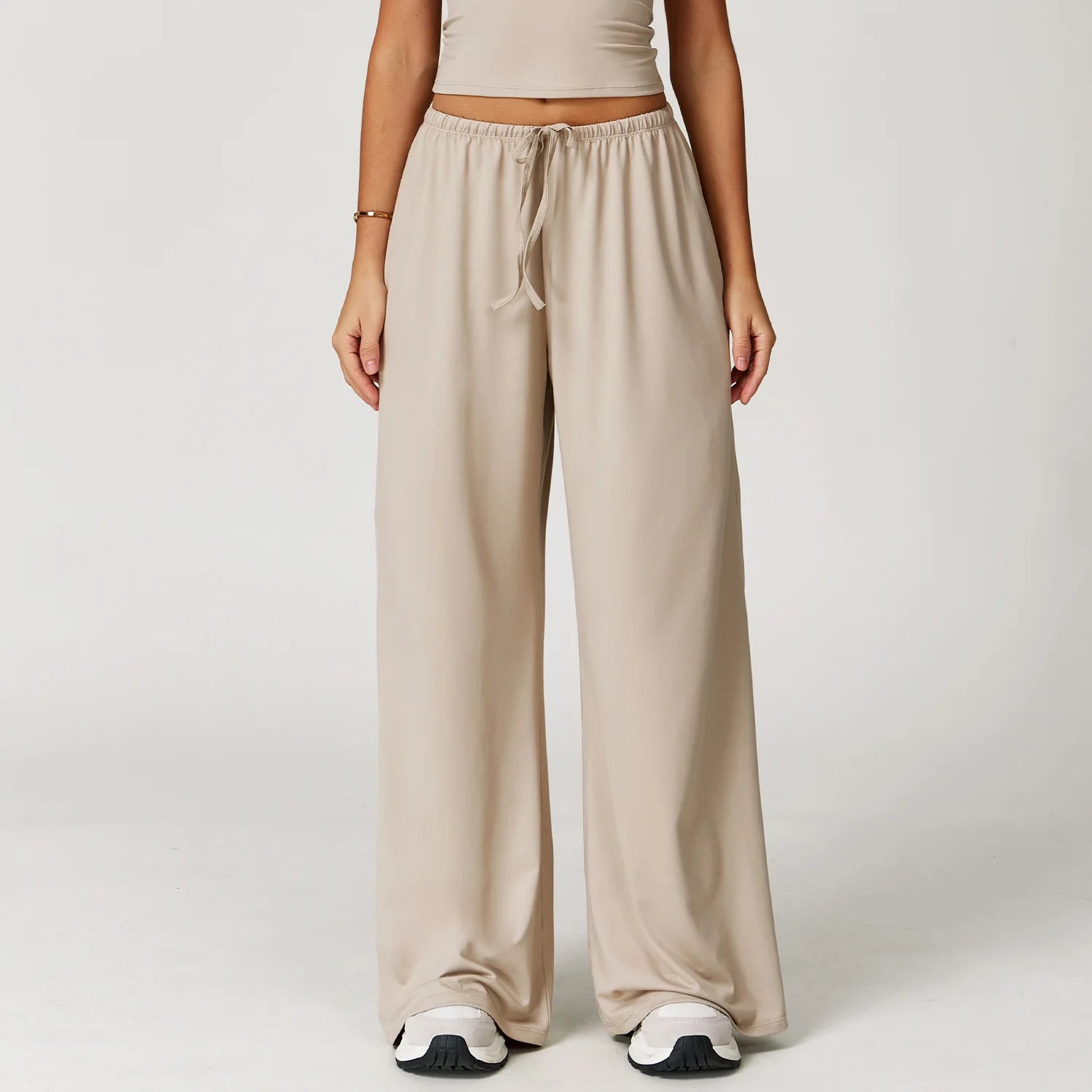 High Waist Yoga Pants Women's Hanging Wide Leg Loose Casual Pants Women's Sports Pants Fitness Running Elastic Drawstring Pants