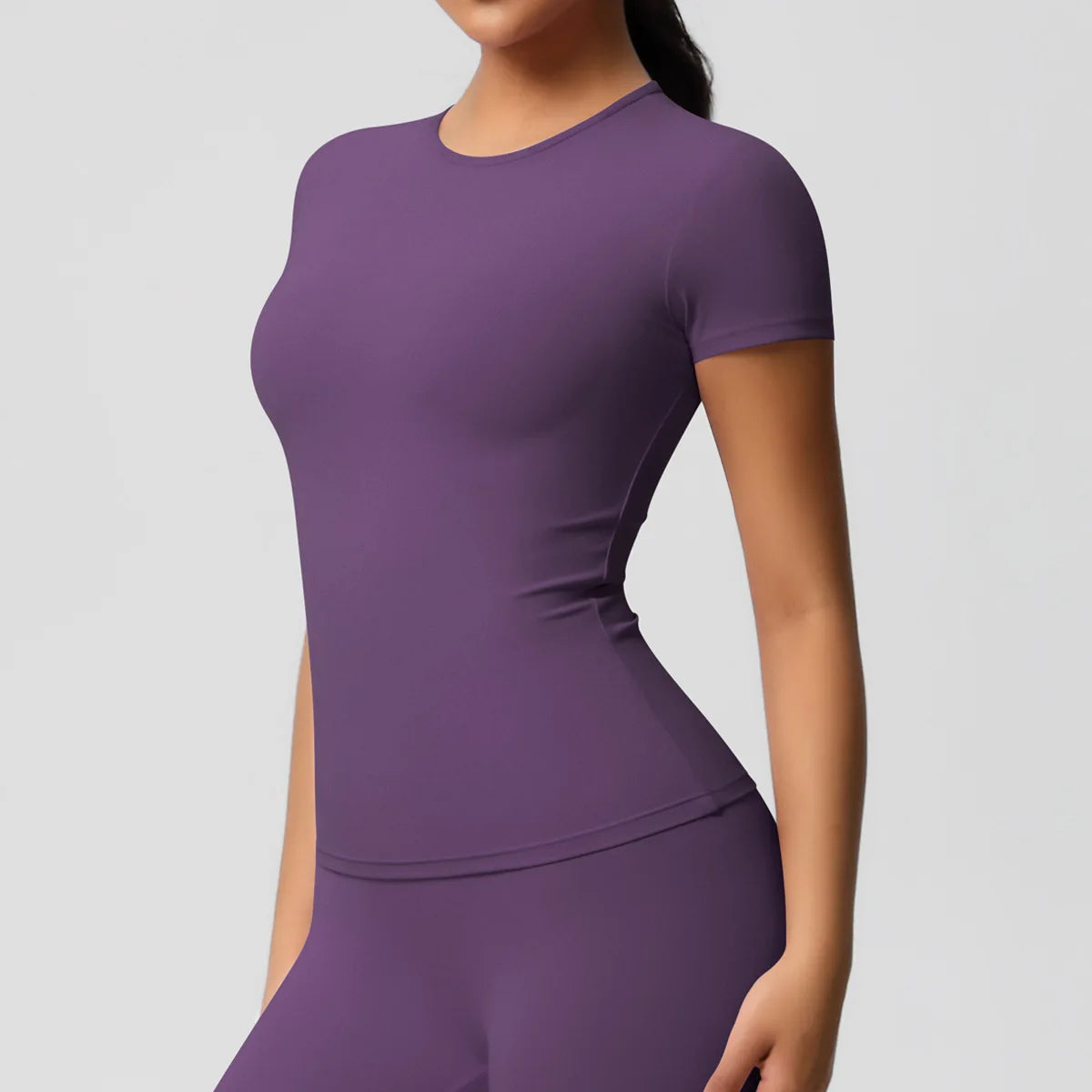 New Women Running Sports T Shirt Summer Short Sleeve Round Neck Breathable Stretchy Gym Yoga Slim Fitness Active Top Tee