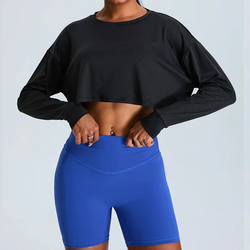 Women Loose Yoga Long Sleeved Fitness Top Loose Casual Sports T-shirt Quick Drying Workout Long Sleeved Running Fitness Clothes