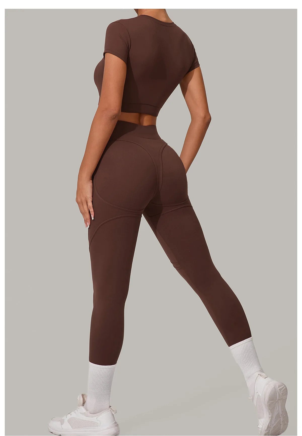 2PCS Yoga Set Gym Clothes Seamless Sportswear Yoga Suits Women Fitness Tracksuits Sports Short Sleeves Gym Leggings Sports Suits