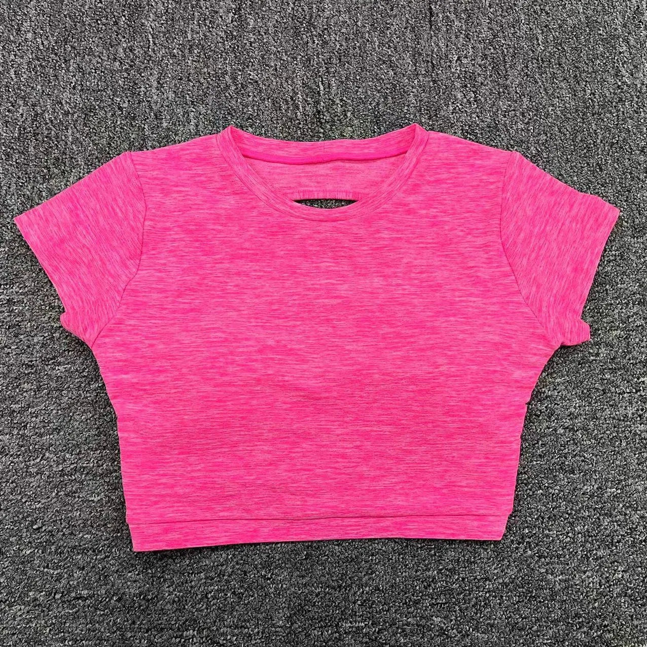 Hollow Beauty Back Crop Top Short Sleeve Workout Yoga Shirt Women Fitness Workout Tops Gym Clothes Sportswear Running T-shirts