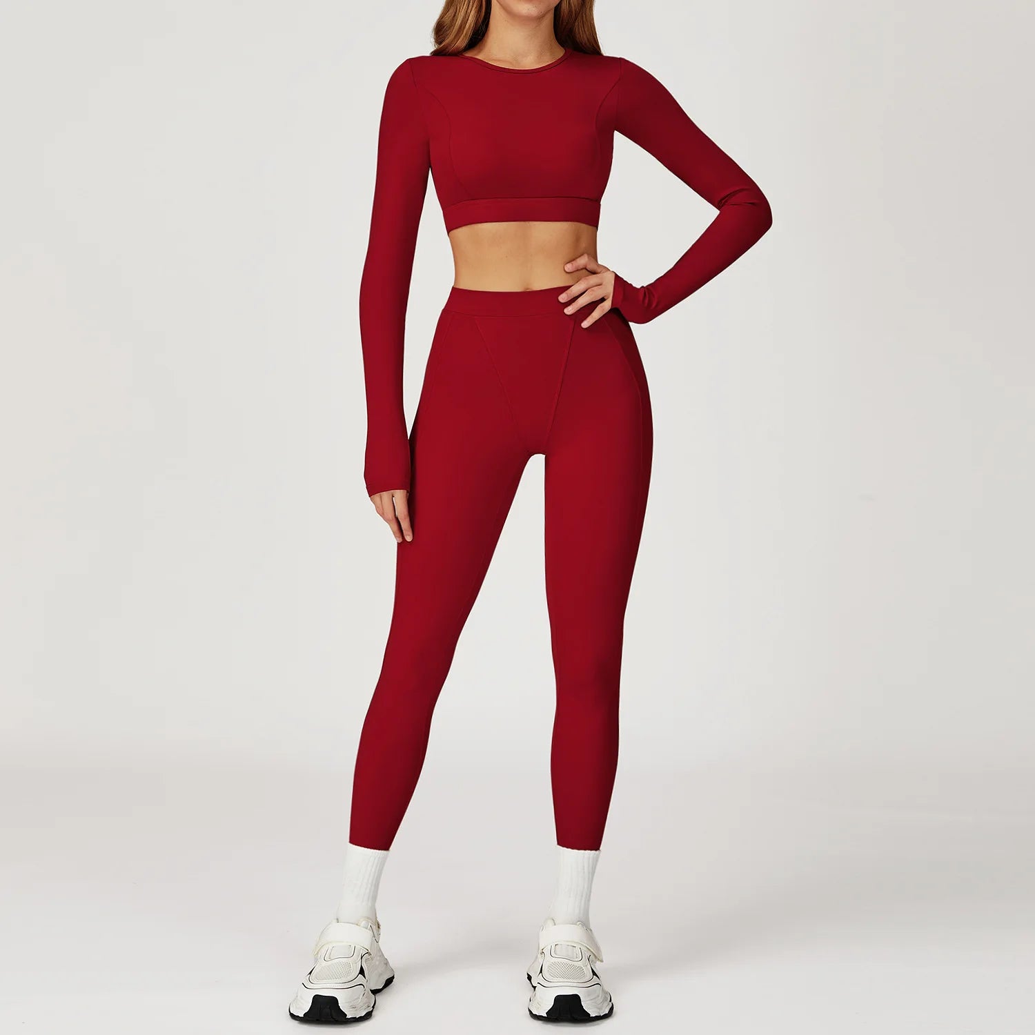 2PCS Yoga Set Gym Clothes Sportswear Yoga Suits For Women Outfits Fitness Set Tracksuits Sports Bra Gym Long Sleeved Leggings