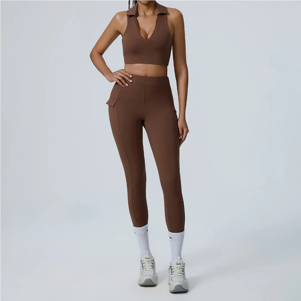 2PCS Yoga Set Women Tracksuit Sportswear Gym Workout Clothing Athletic Wear Fitness Bra High Waist Leggings Push Up Suit