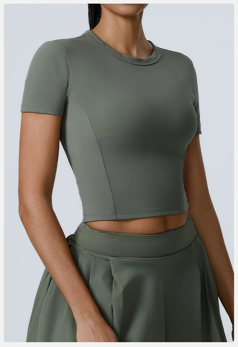 Yoga Top Women Short Sleeve Sport T Shirts Fitness Clothes Yoga Shirt Gym Top Running Sport Push Up Workout Crop Top