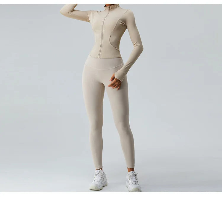 Yoga Long Sleeve Sports Jacket Women Zipper Fitness Yoga Shirt Gym Top Activewear Running Coats Workout Clothes For Cycling Tops