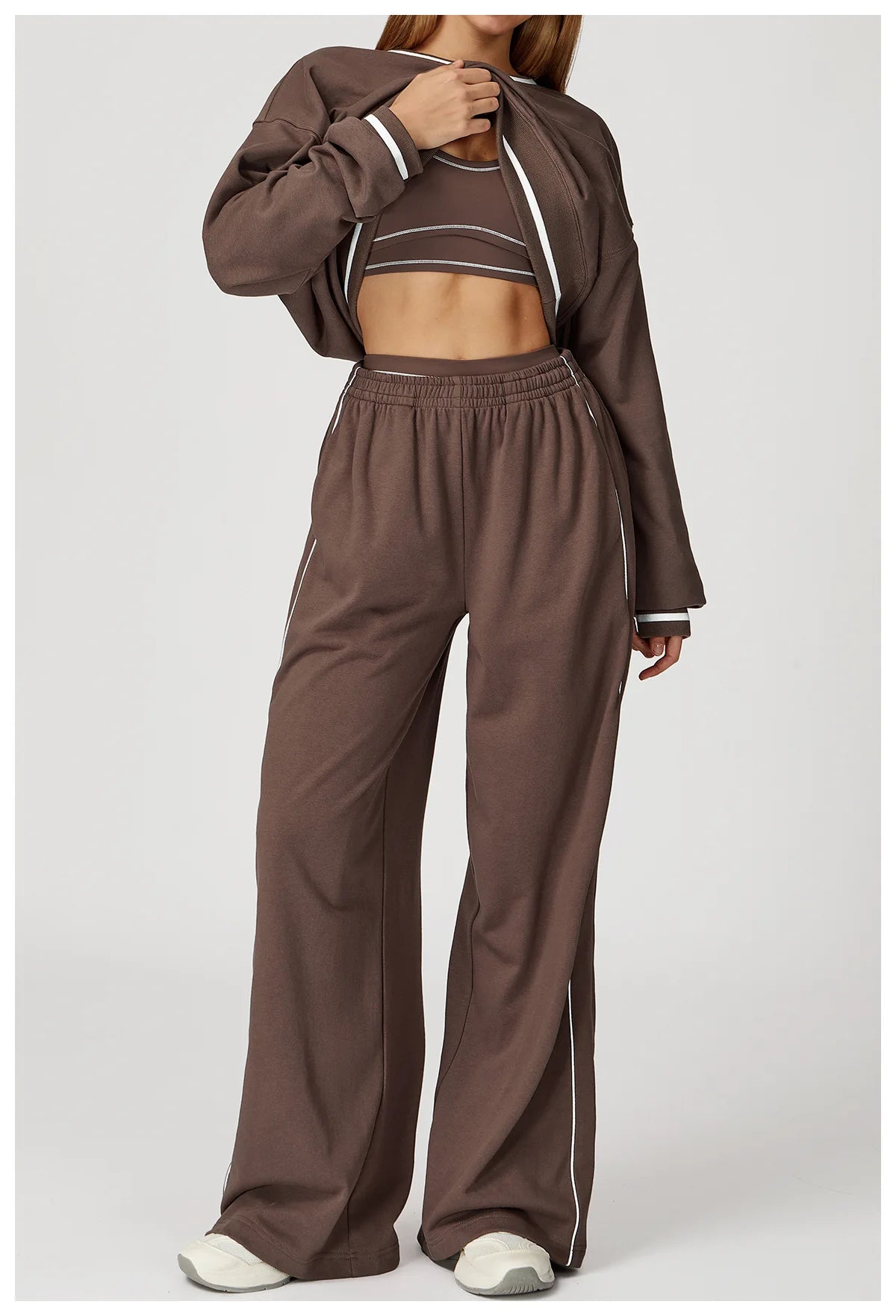 2PCS Winter Yoga Set Contrasting Hoodie Set Women's Tracksuit Comfortable Running Gym Set Women's Clothes Outdoor Sports Set