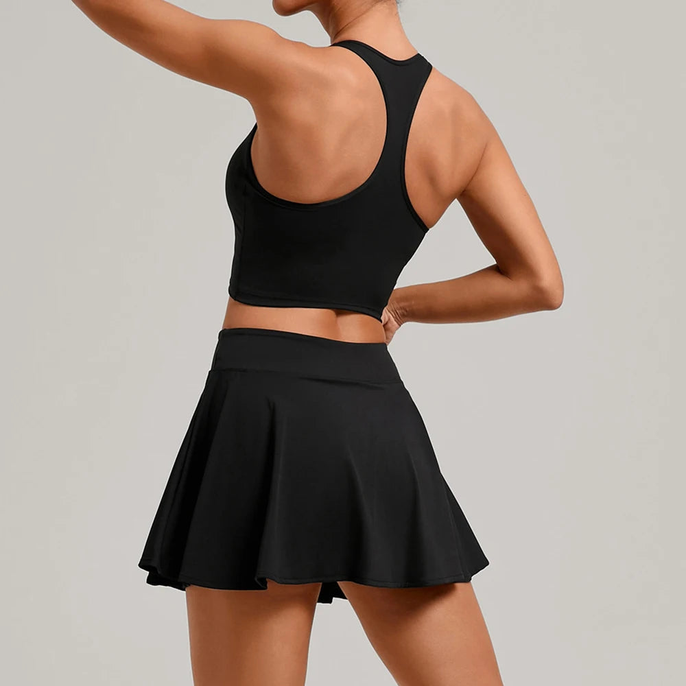 2PCS Yoga Suit for Women Tracksuit Fitness Gym Clothes Sports Bra Matching Impact Skirt Workout Sets Gym Set Outfit Sportswear