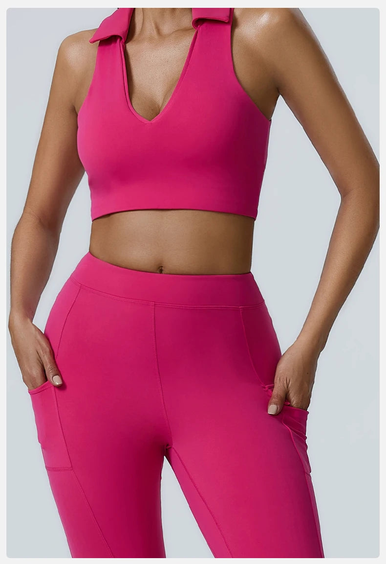 Women Sports Underwear Collar Yoga Top Vest High Shockproof Quick-drying Yoga Bra Gym Workout Bra Running Sexy Fitness Bra