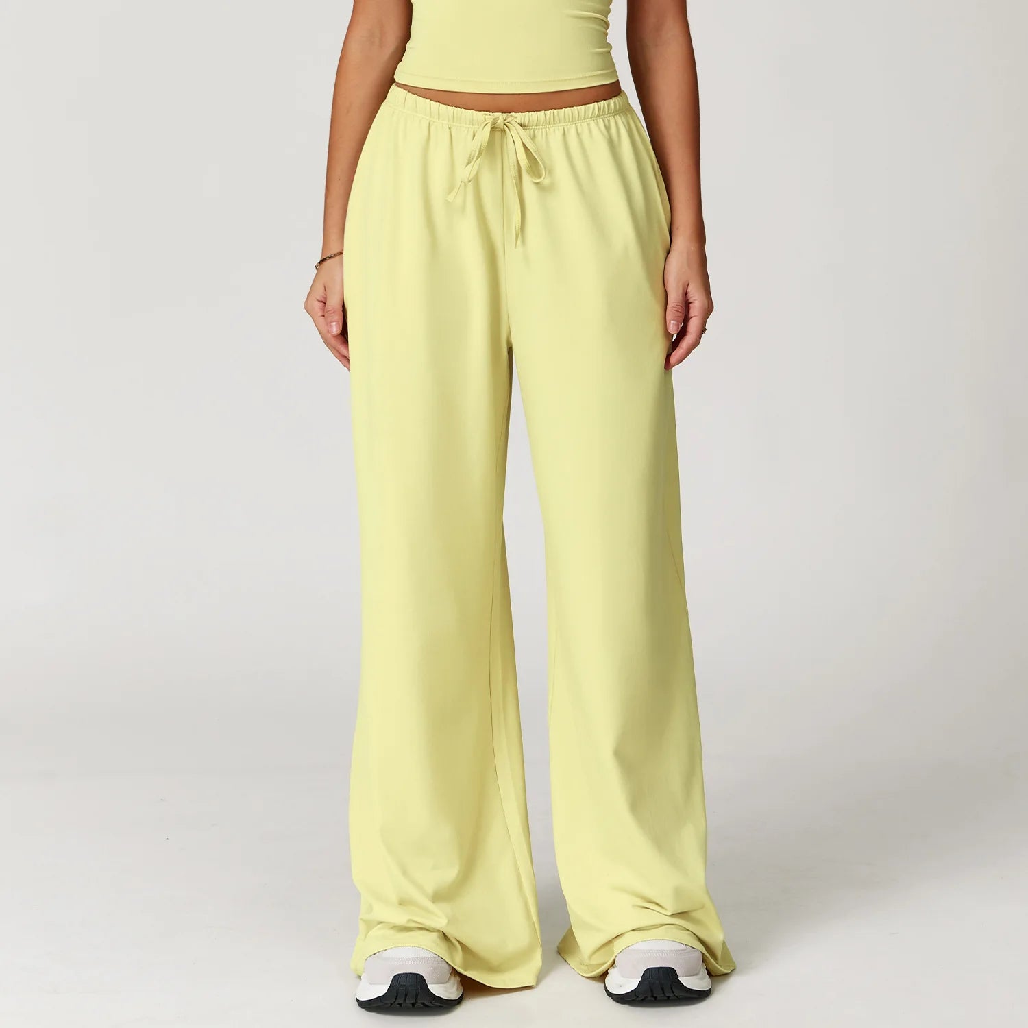 High Waist Yoga Pants Women's Hanging Wide Leg Loose Casual Pants Women's Sports Pants Fitness Running Elastic Drawstring Pants