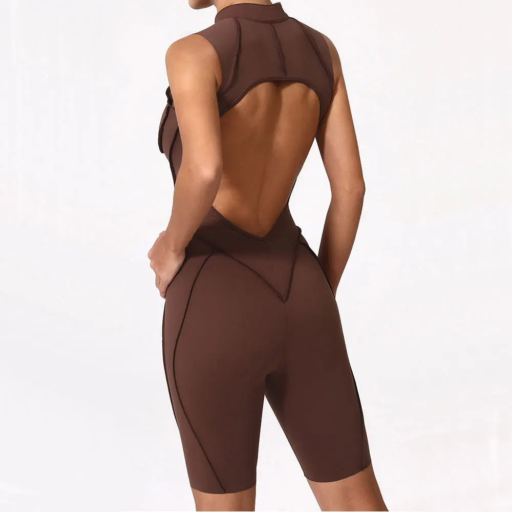 Zipper Jumpsuit Women's Fitness Suit Short Sets Sports Overalls for Woman Tracksuit Yoga Clothing Gym Workout Clothes Sportswear
