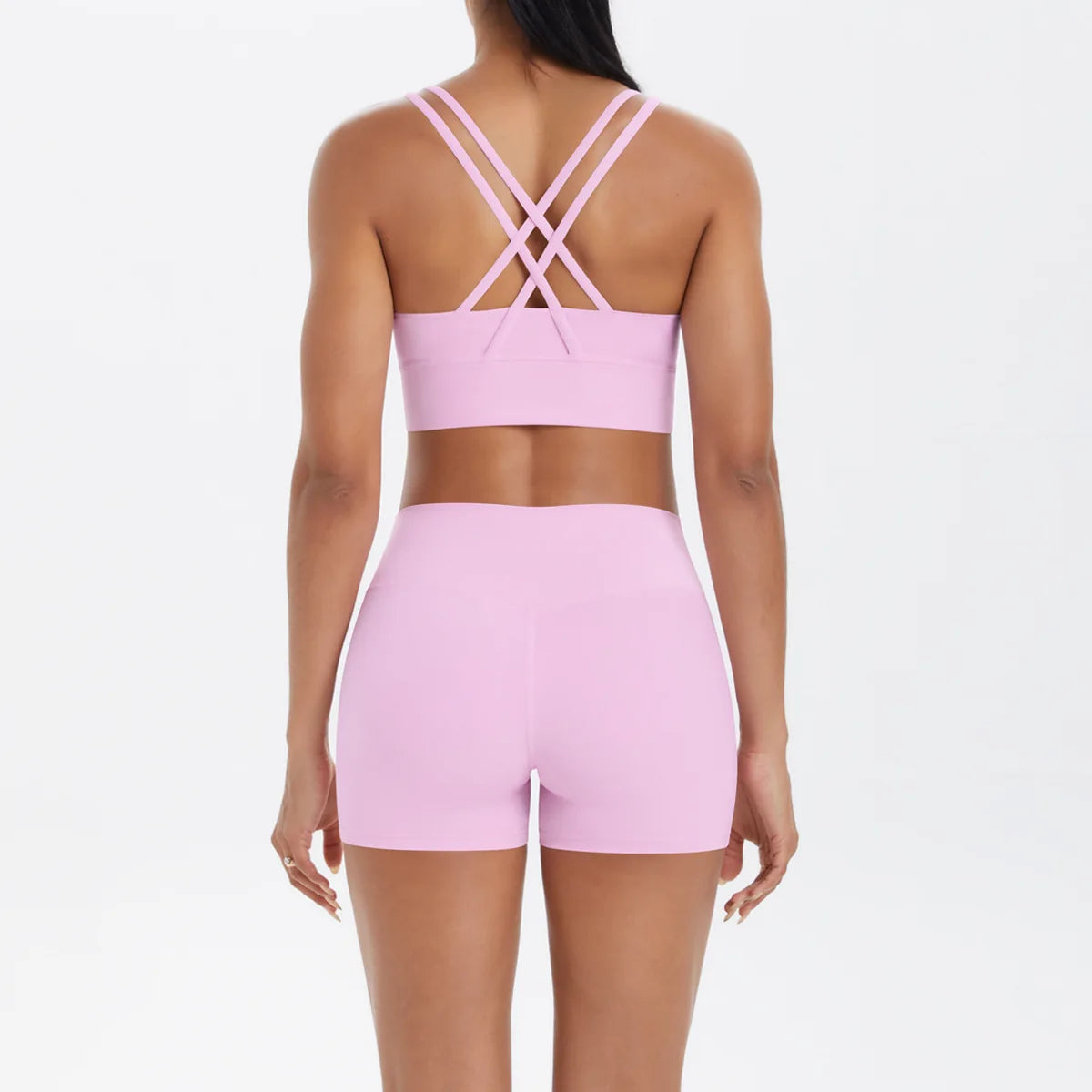 Yoga Sport Set Women Seamless Crop Top Bra Shorts Yoga Set Comfort Elastic Sportsuit Workout Outfit Fitness Gym Clothes