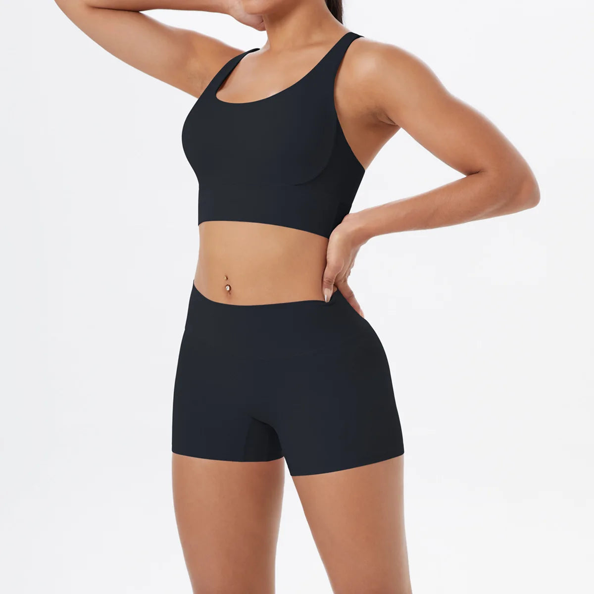 Yoga Sport Set Women Seamless Crop Top Bra Shorts Yoga Set Comfort Elastic Sportsuit Workout Outfit Fitness Gym Clothes