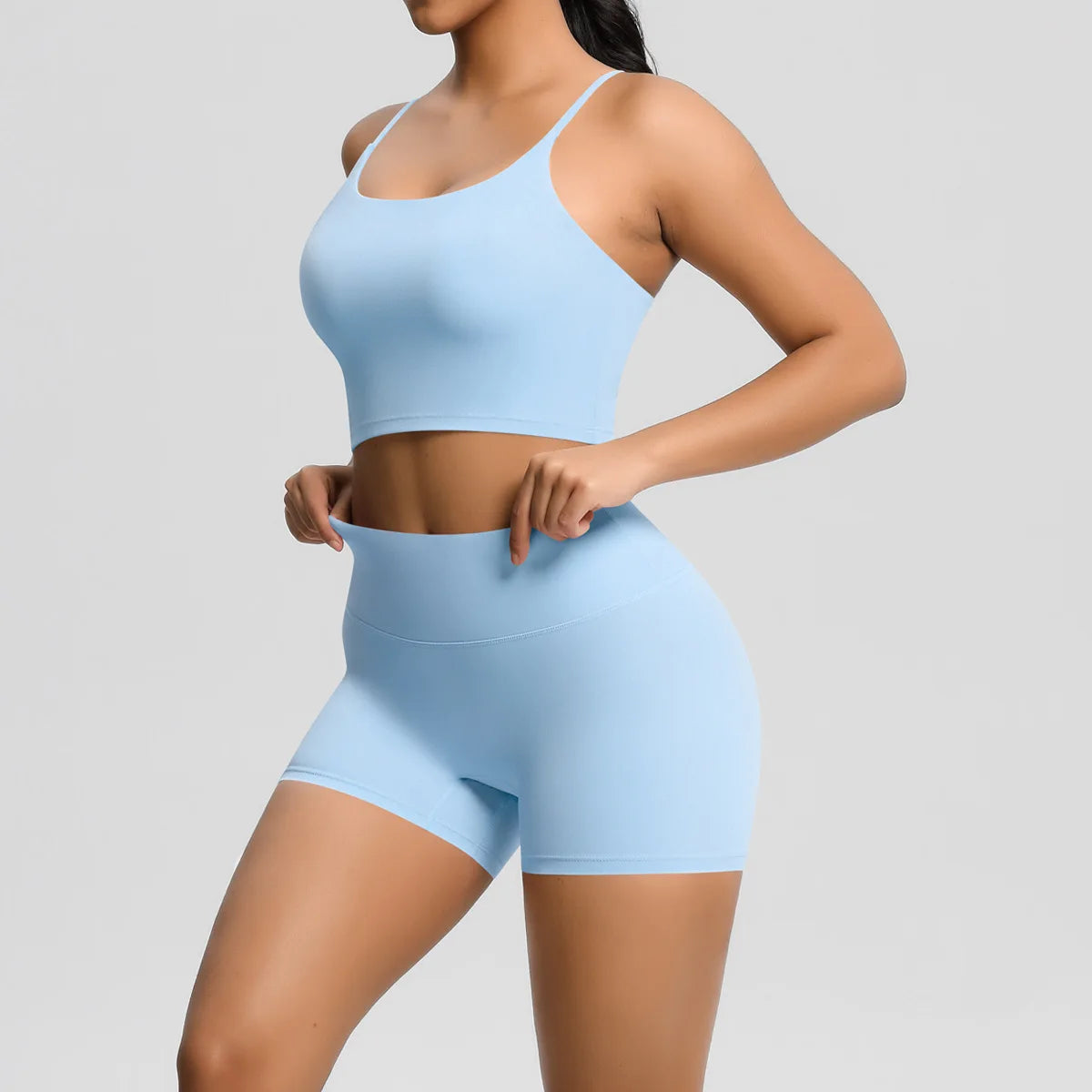 Yoga Sport Set Women Seamless Crop Top Bra Shorts Yoga Set Comfort Elastic Sportsuit Workout Outfit Fitness Gym Clothes