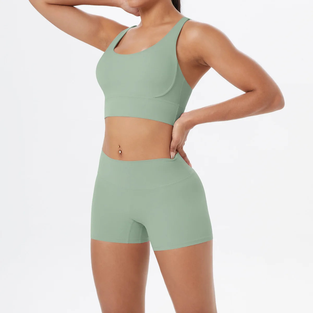 Yoga Sport Set Women Seamless Crop Top Bra Shorts Yoga Set Comfort Elastic Sportsuit Workout Outfit Fitness Gym Clothes