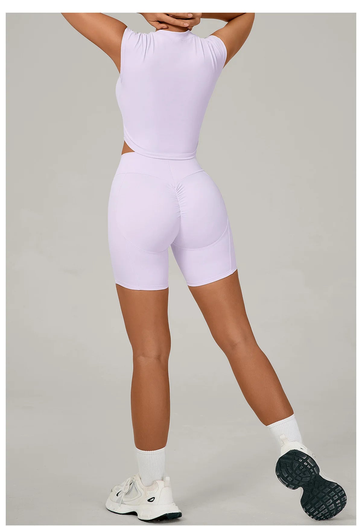 Yoga Sets Workout Sets Women Tracksuit 2 Pieces Gym Suits Yoga Short Sleeves High Waist Shorts Outfits Running Fitness Clothes