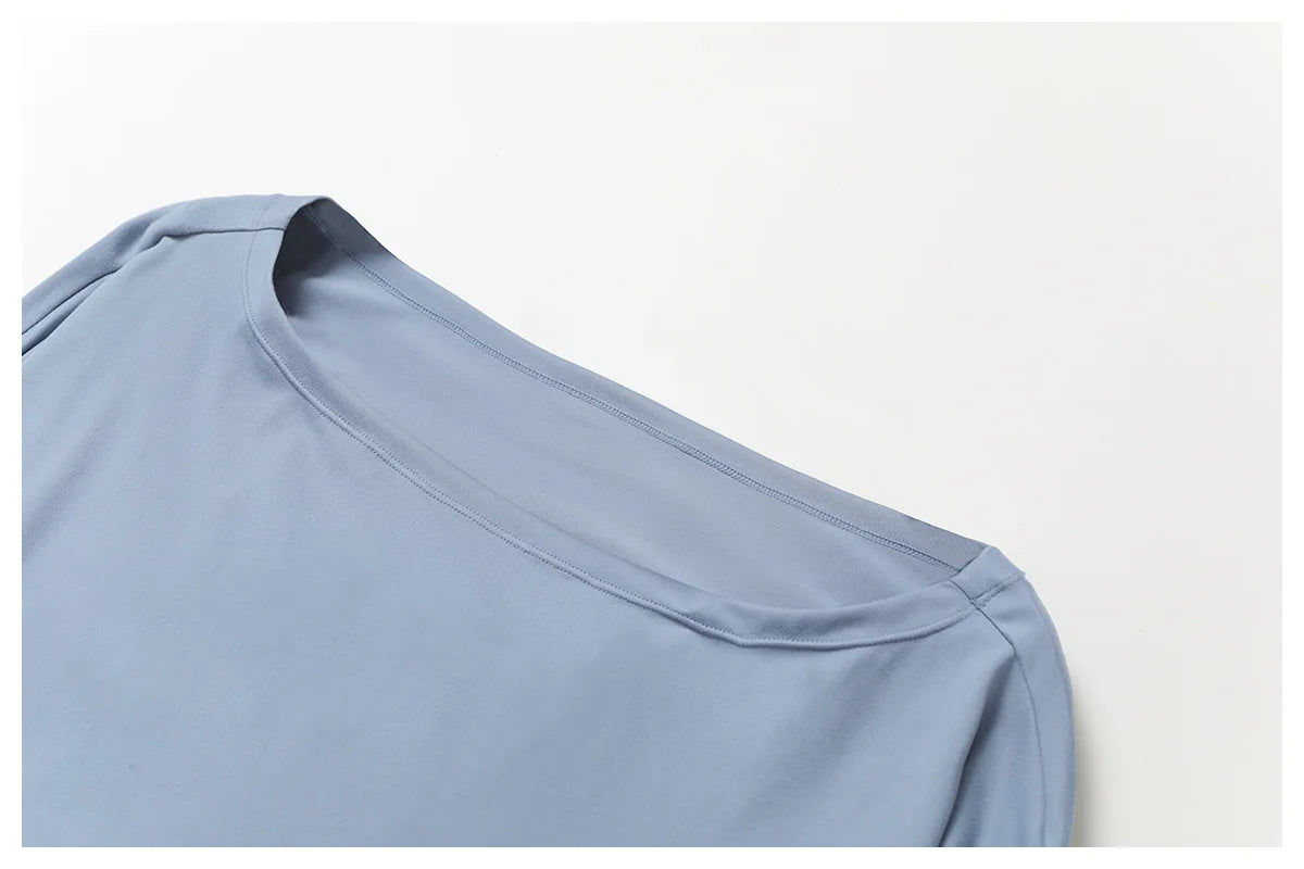 Running Fitness Sports Long Sleeved Top Women's One Shoulder Batwing Sleeve Loose Breathable Casual Long Sleeved Sexy Yoga Top