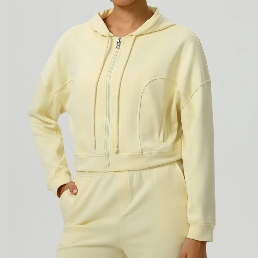 Autumn Loose Yoga Long Sleeved Hoodie Women's Hooded Sports Jacket Running Yoga Jacket Long Sleeved Jacket
