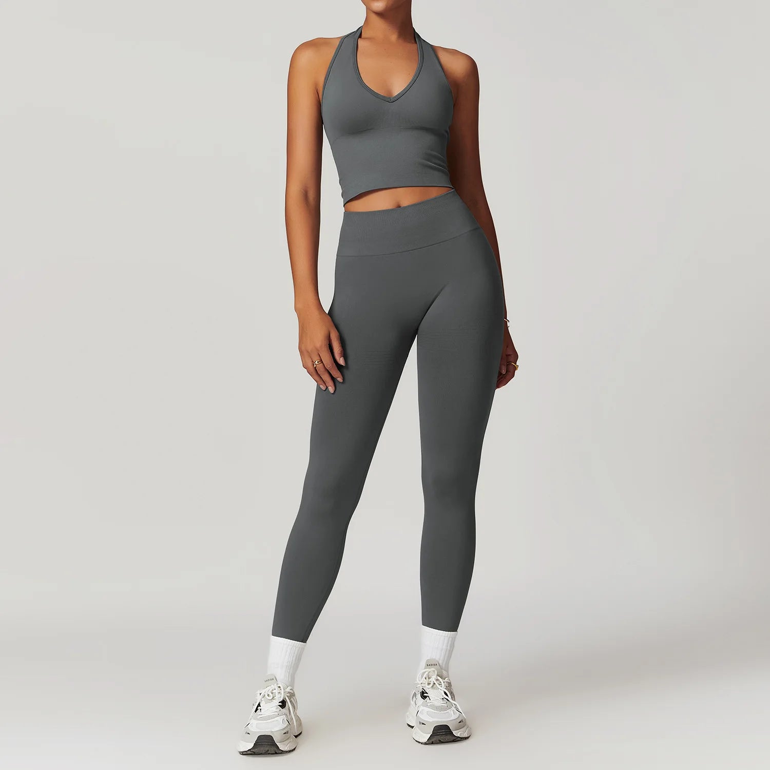 2PCS Seamless Women Tracksuit Yoga Set Workout Outfit Sportswear Gym Clothing Fitness Long Sleeve High Waist Legging Sports Suit