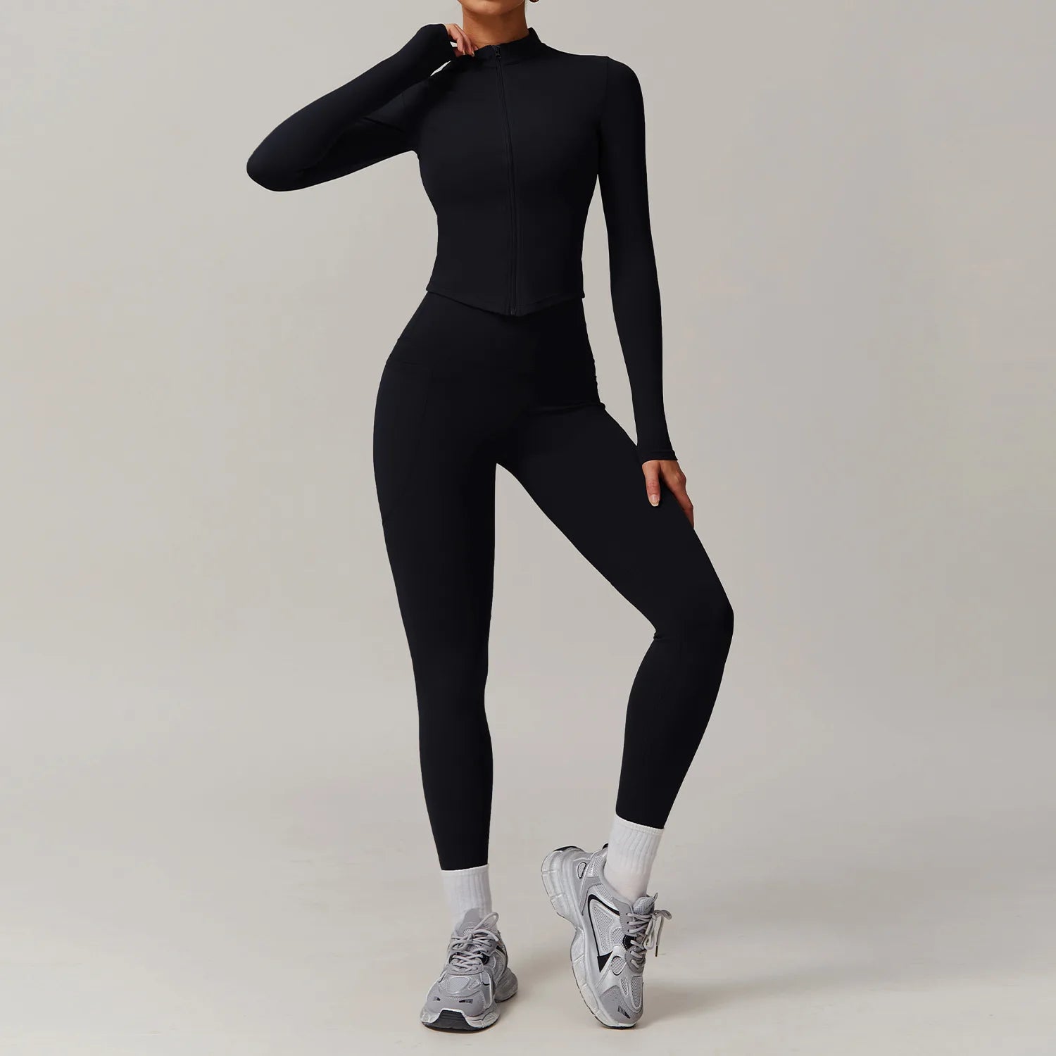 2PCS Yoga Suit Gym Set Women Sports Set Women Long Sleeve Running Workout Sportswear Female Tracksuit Sports Shirt Yoga Clothing