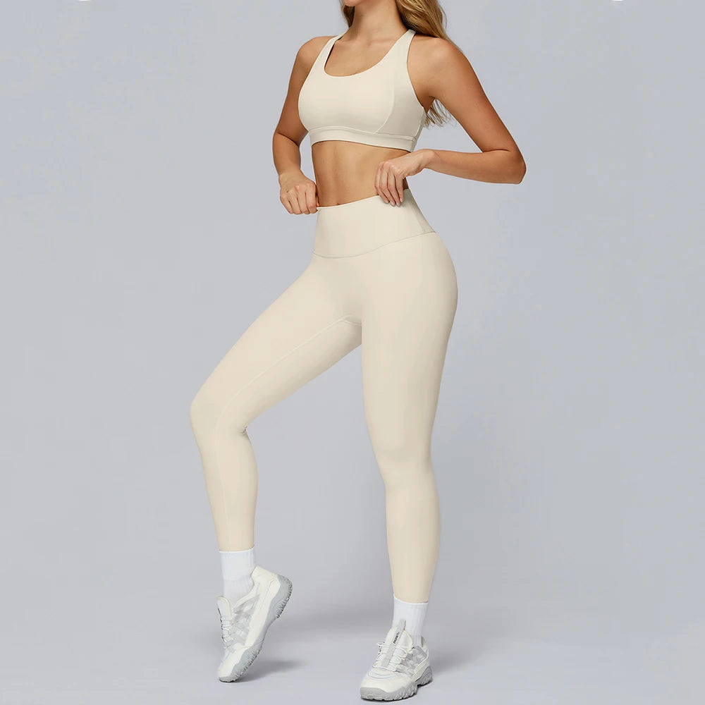 2PCS Yoga Suit Women Tracksuit Sports Bra High Waist Leggings Shorts Outfit Gym Set Fitness Workout Clothes Running Sportswear