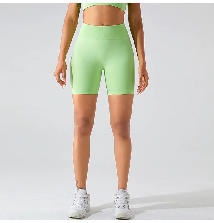 Women High Waist Yoga Shorts Summer Gym Fitness Sports Seamless Leggings Biker Shorts Workout Training Running Shorts Sportswear