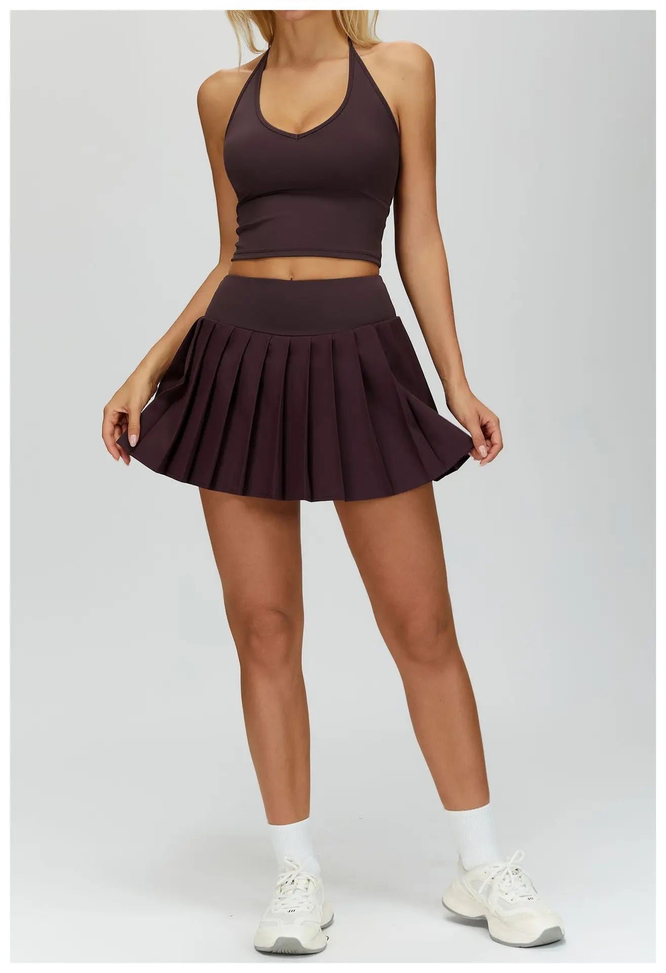 Yoga Short Skirt Women Pleated Sports Tennis Skirts Runniing High Waist Yoga Fitness Short Skirt Gym Golf Loose Skirt Pockets