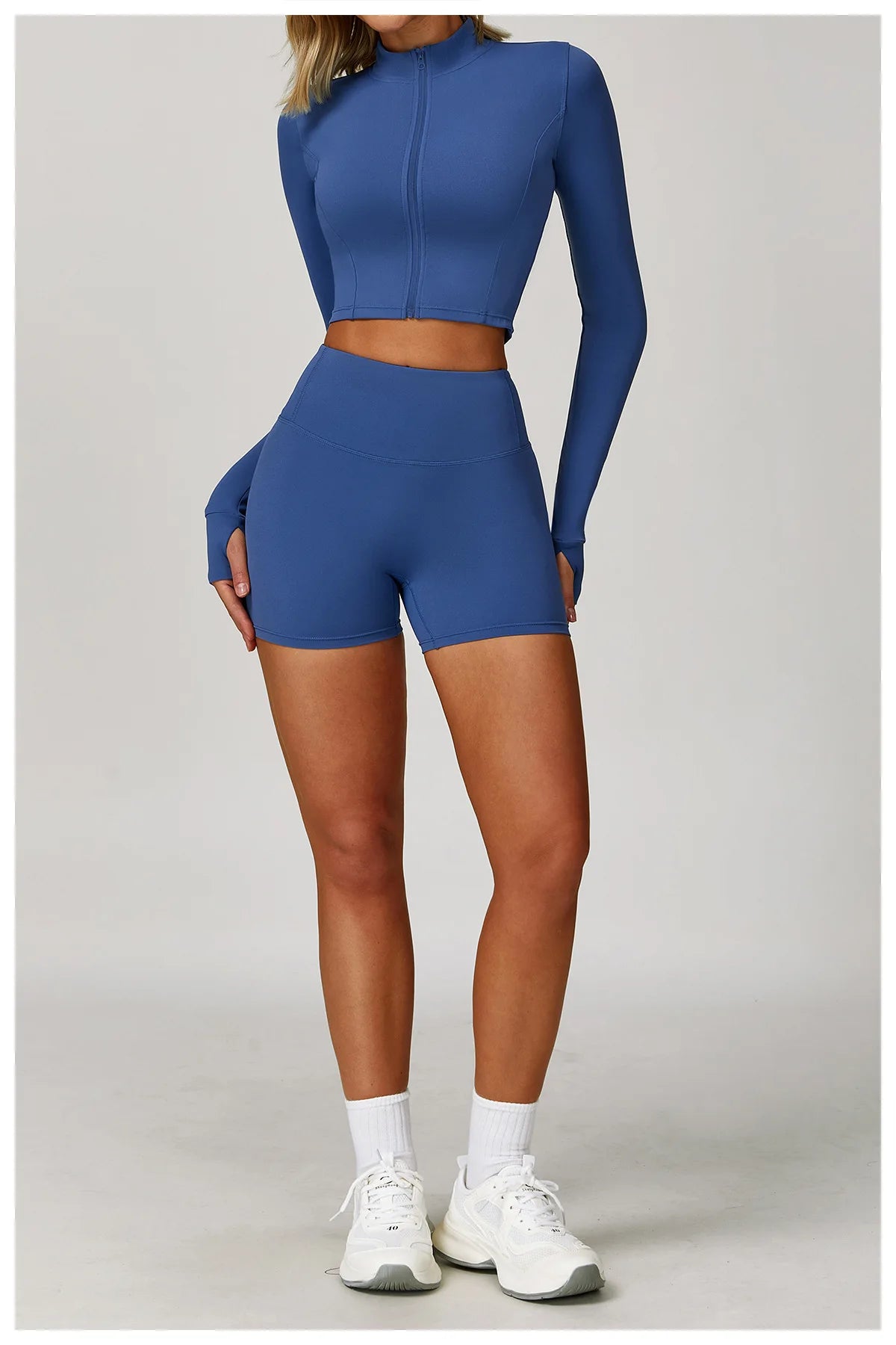 Women Outdoor Sports Long Sleeved Slim Yoga Clothes Quick Dry Zipper Cardigan Stand Up Collar Jacket Running Fitness Jacket Top