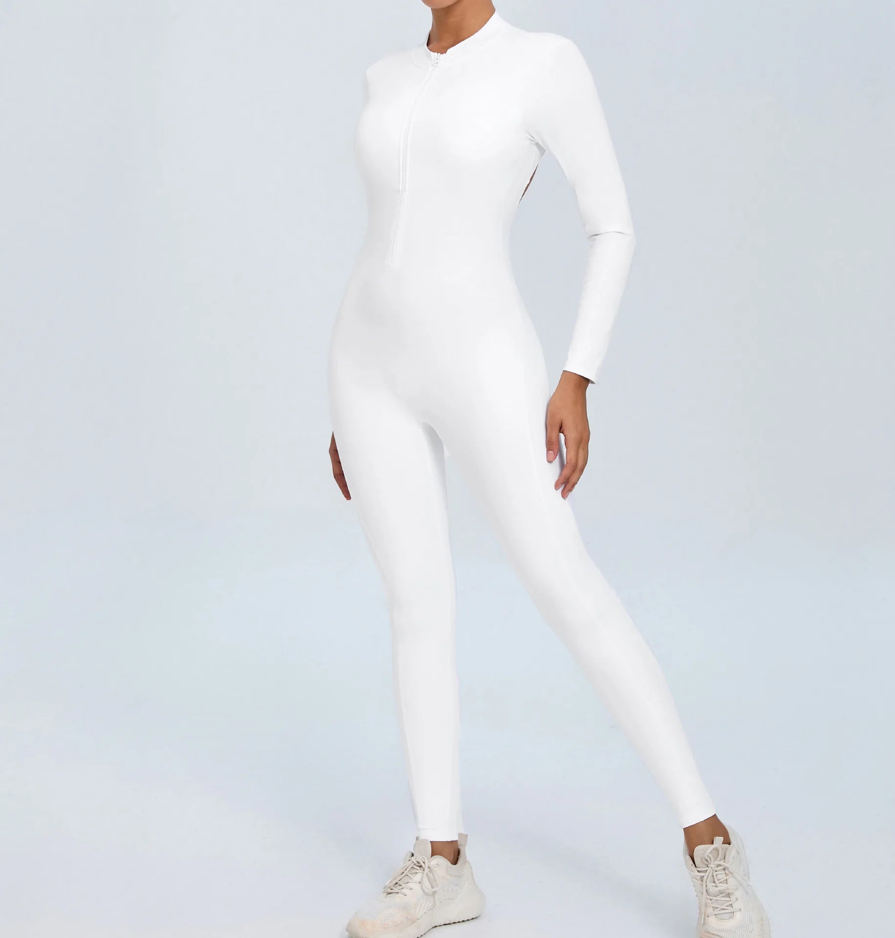 Backless Rompers Yoga Long Sleeved Women's Sportswear Gym Zipper Jumpsuits Workout Bodysuit Fitness One-piece Skin-tight Garment