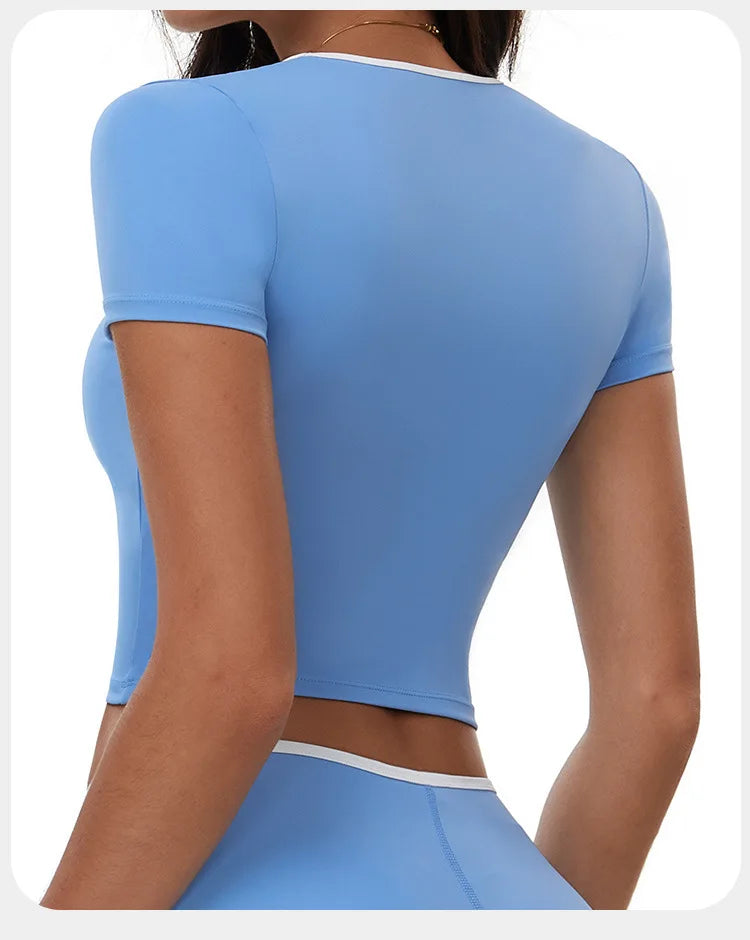 Sports T-shirt Women's Tight Fitting Quick Drying Short Sleeved Yoga T-shirt Pilates Running Exercise Fitness Short Sleeved