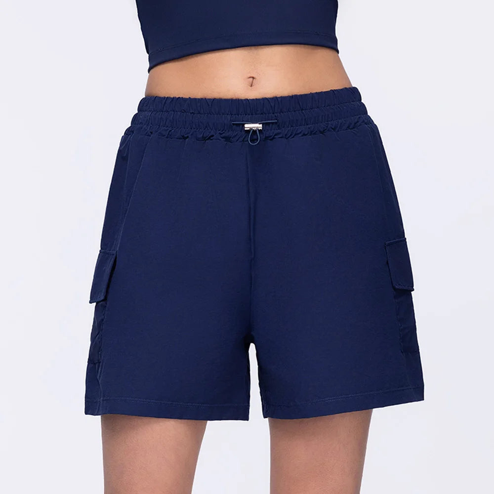 Yoga Shorts Pocket Women Fitness Shorts Running Cycling Shorts Breathable Sports Shorts High Waist Summer Workout Gym Shorts
