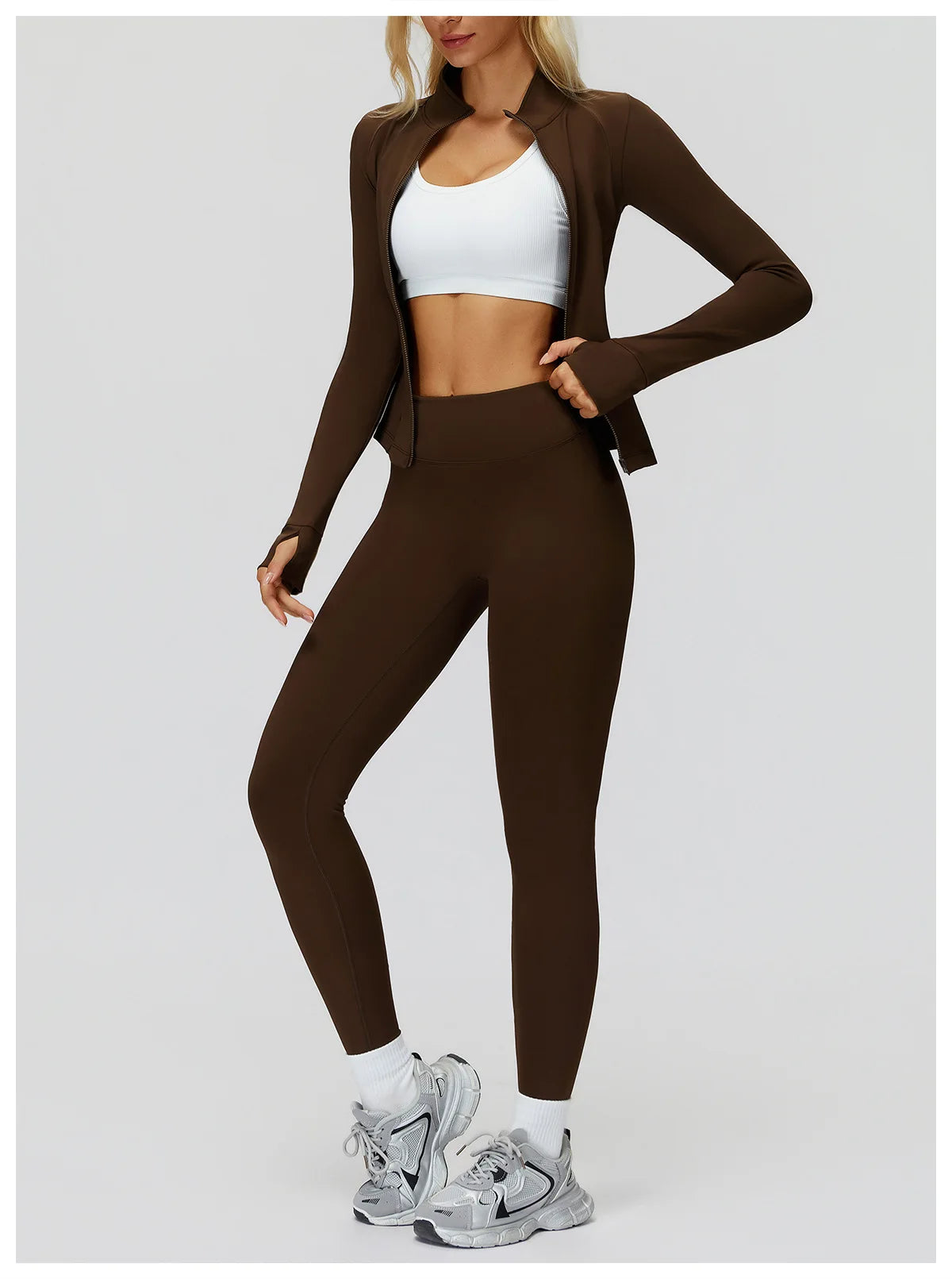 Yoga Set 2PCS Women Tracksuit Sportswear Workout Clothes Athletic Wear Gym Overalls Legging Fitness Top Long Sleeve Sports Suits