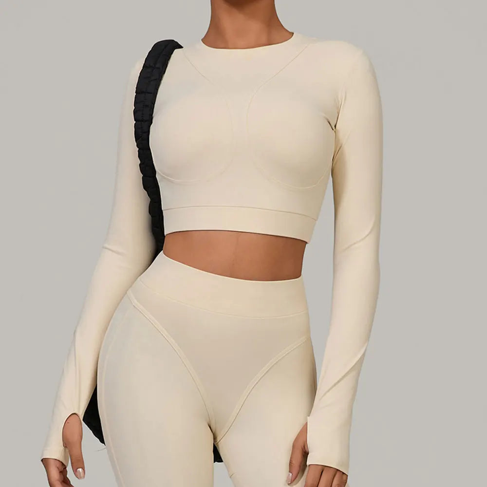 Women Yoga Shirts Crop Top Fitness Long Sleeves Push Up Shirts Women Yoga Sports Gym Clothes Running Quick-drying Workout Tops