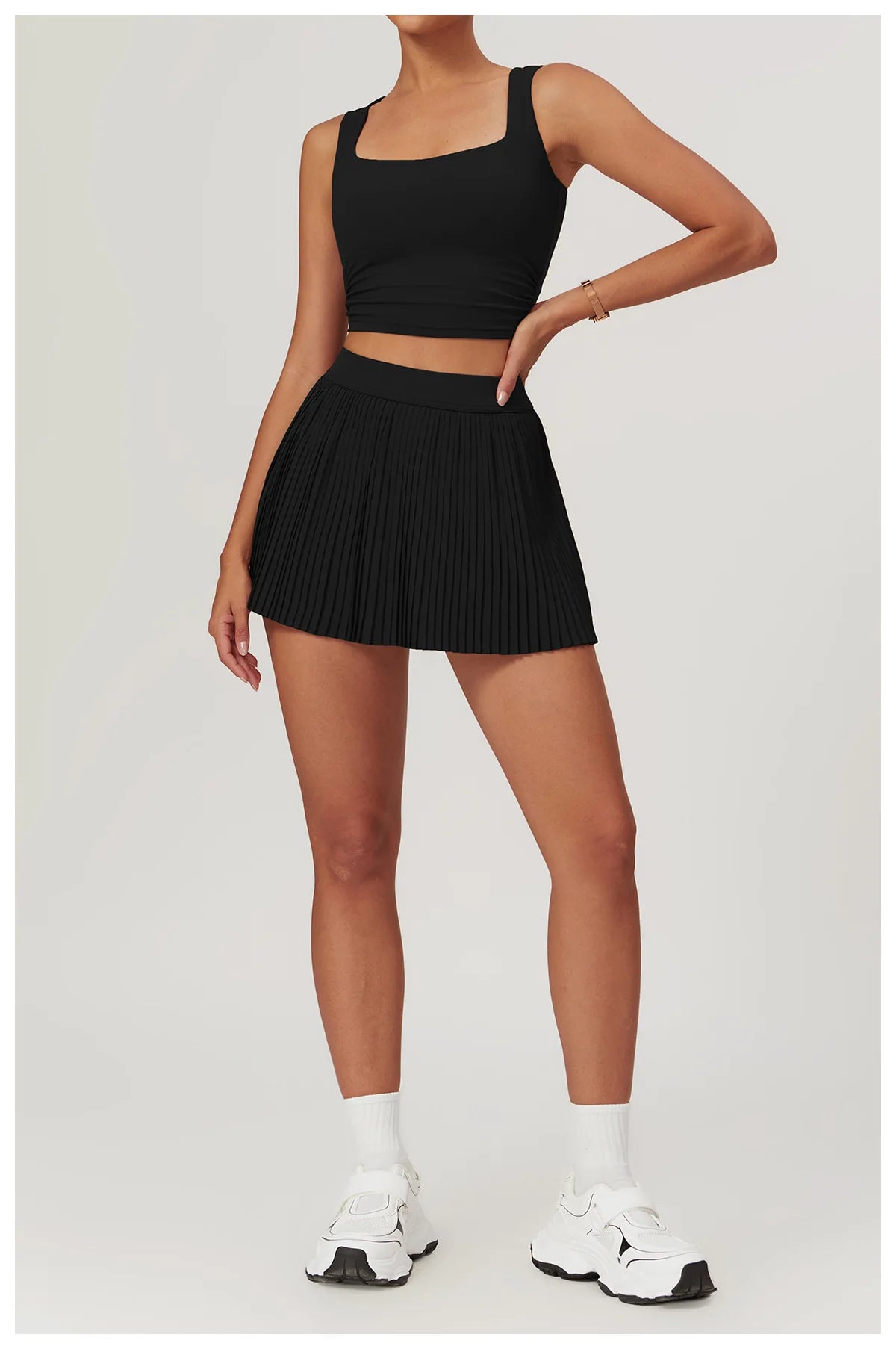 Women Pleated Sports Tennis Skirts Women High Waist Yoga Fitness Short Skirt With Pockets Gym Golf Loose Mini Skirt With Pockets