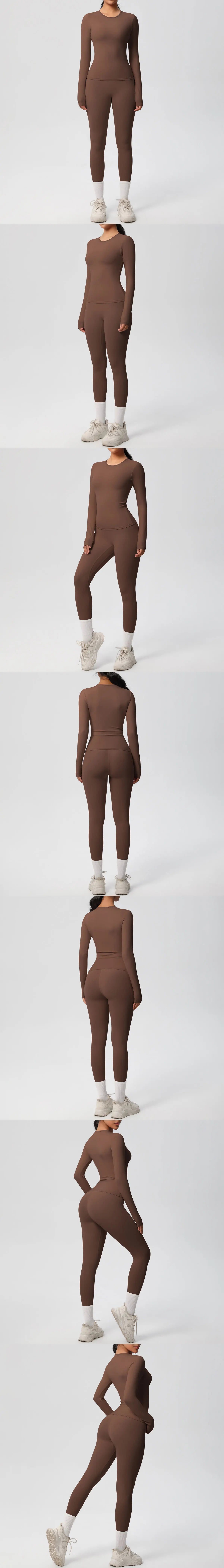 2PCS Yoga Suit Sports Set Women Sportswear Gym Set Women Tracksuit Running Workout Long Sleeve Sports Shirt Yoga Clothing
