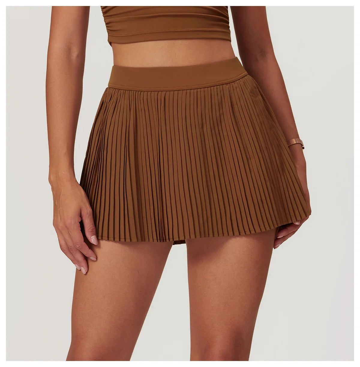 Women Pleated Sports Tennis Skirts Women High Waist Yoga Fitness Short Skirt With Pockets Gym Golf Loose Mini Skirt With Pockets