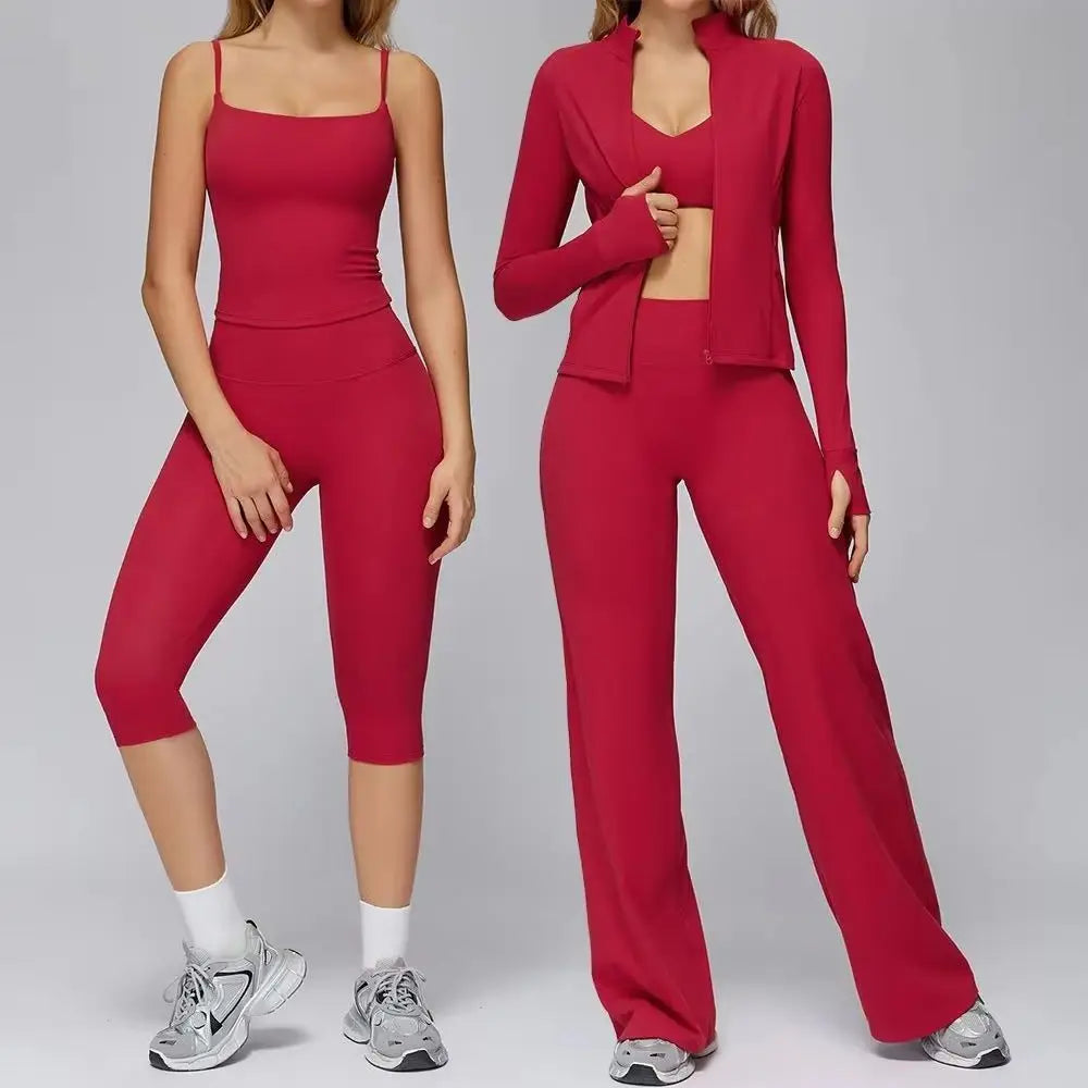 Yoga Set 2PCS Women Sportswear Workout Clothes Seamless Athletic Wear Gym Legging Fitness Bra Crop Top Long Sleeve Sports Suits