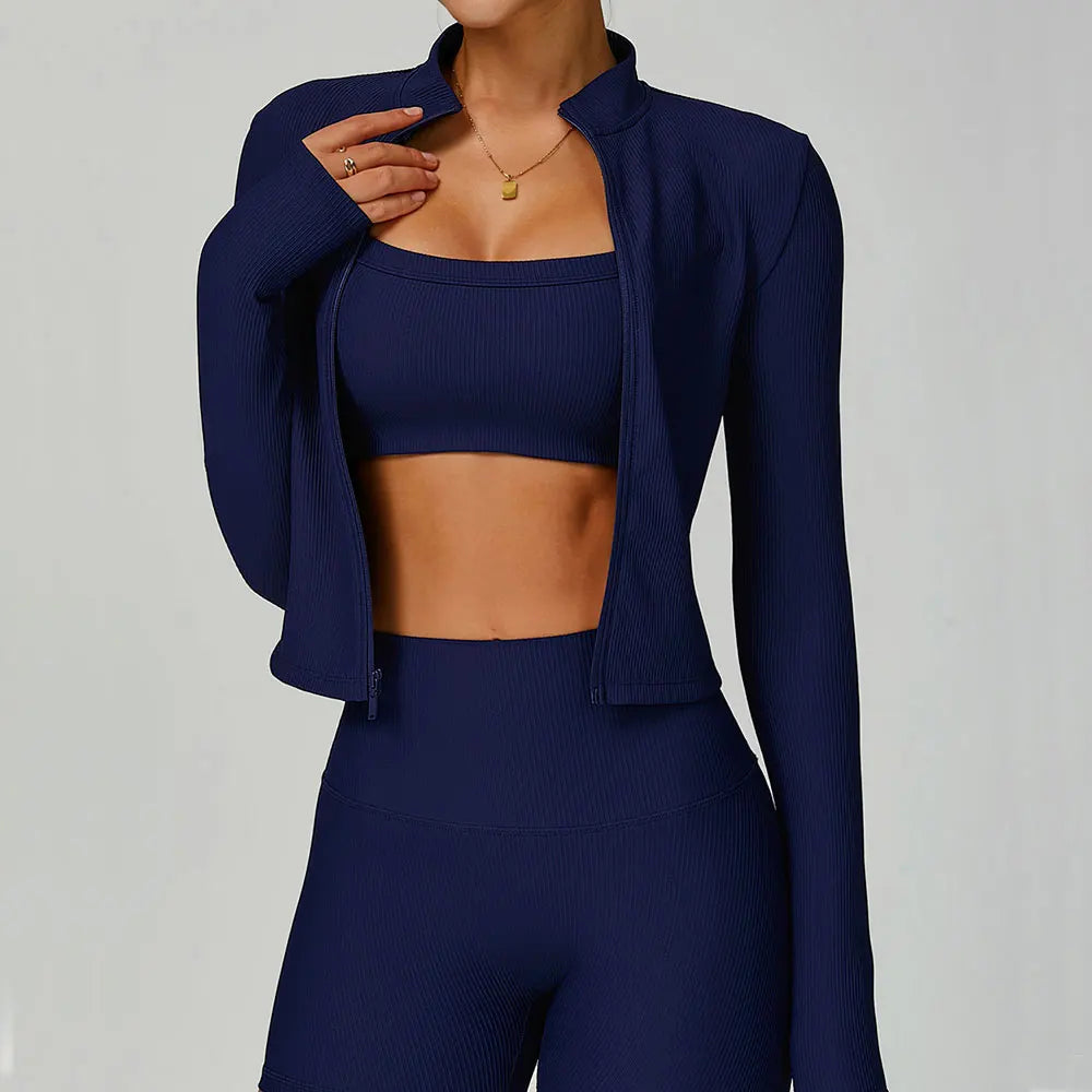 Yoga Jacket Women's Coat Standing Collar Yoga Long Sleeved Sports Jacket Running Training Fitness Top Gym Workout Running Tops