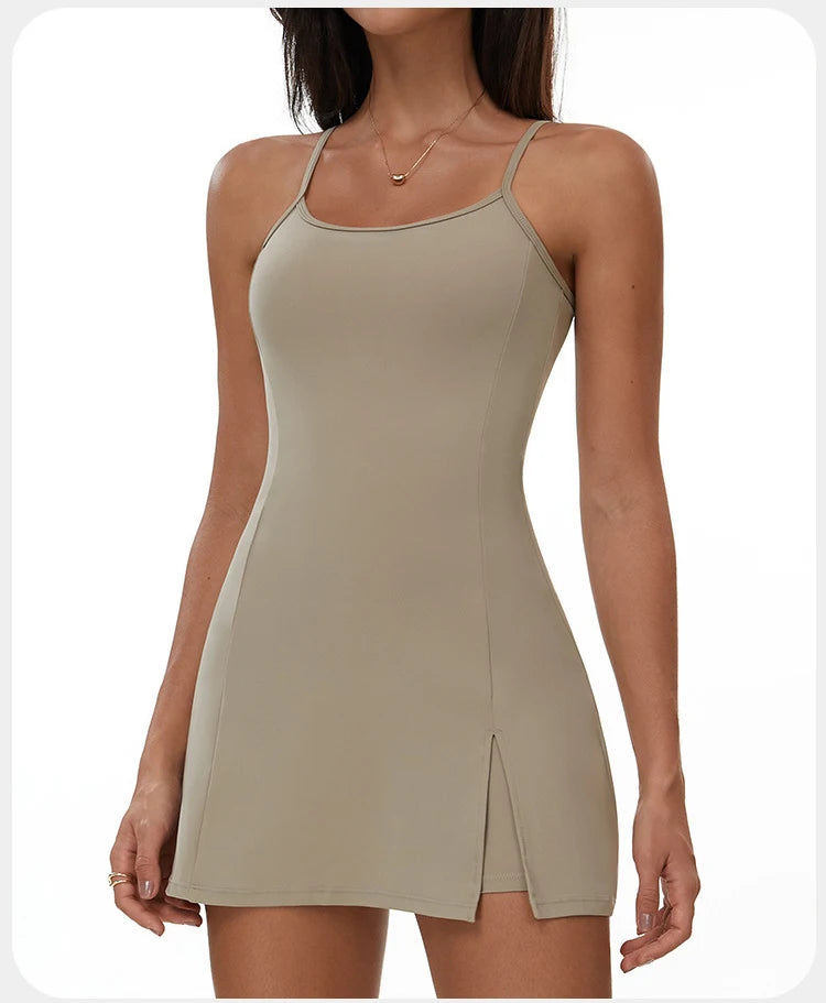 Women's Yoga Rompers Backless One Piece Tummy Control Dress Jumpsuit Padded Sports Bra Romper Fashion Fitness Sportwear Bodysuit