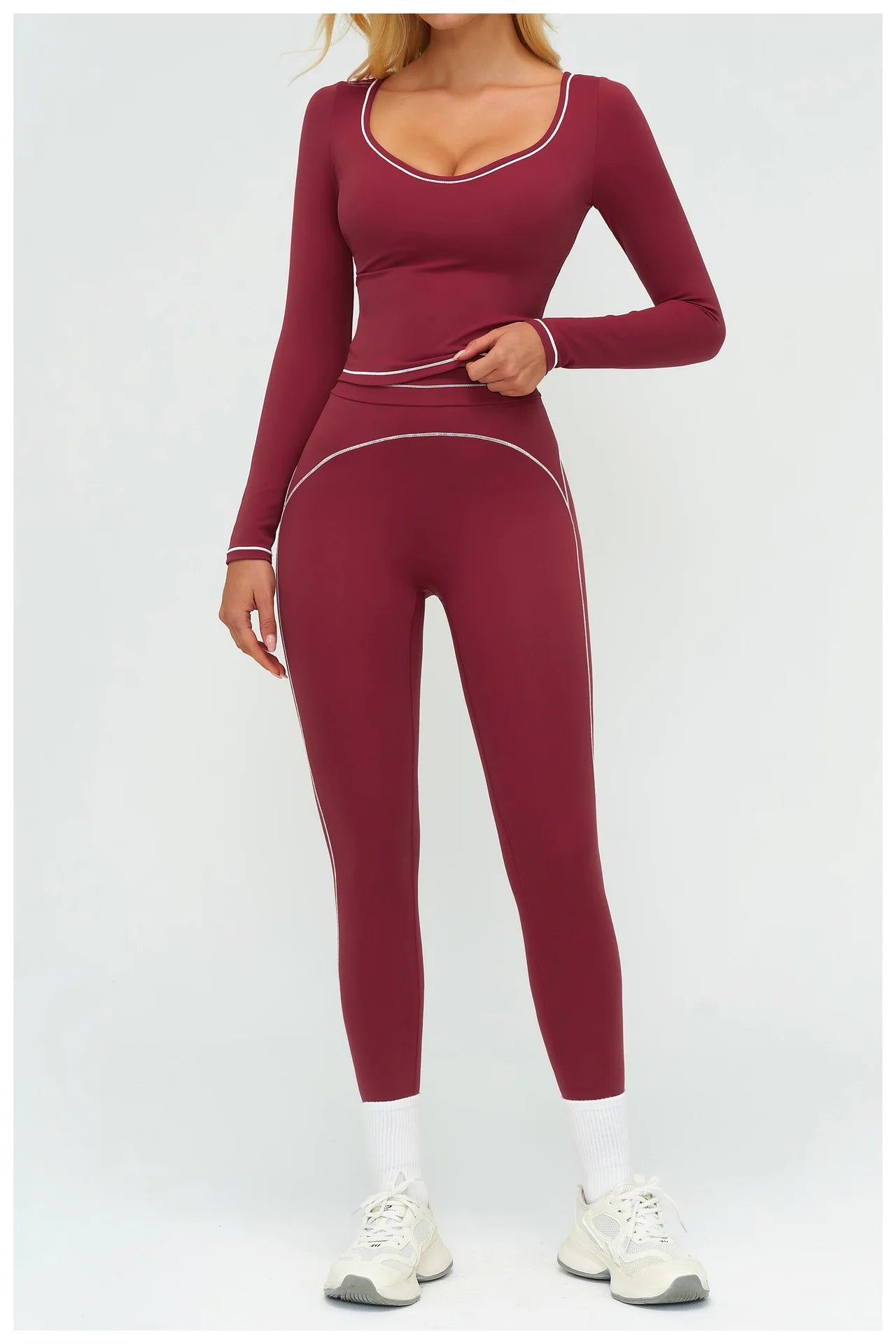 Yoga Shirts Women's Yoga Long Sleeve Fitness Long Sleeve Running Gym Clothes Workout Dry Fit Breathable High Elastic Sports Top